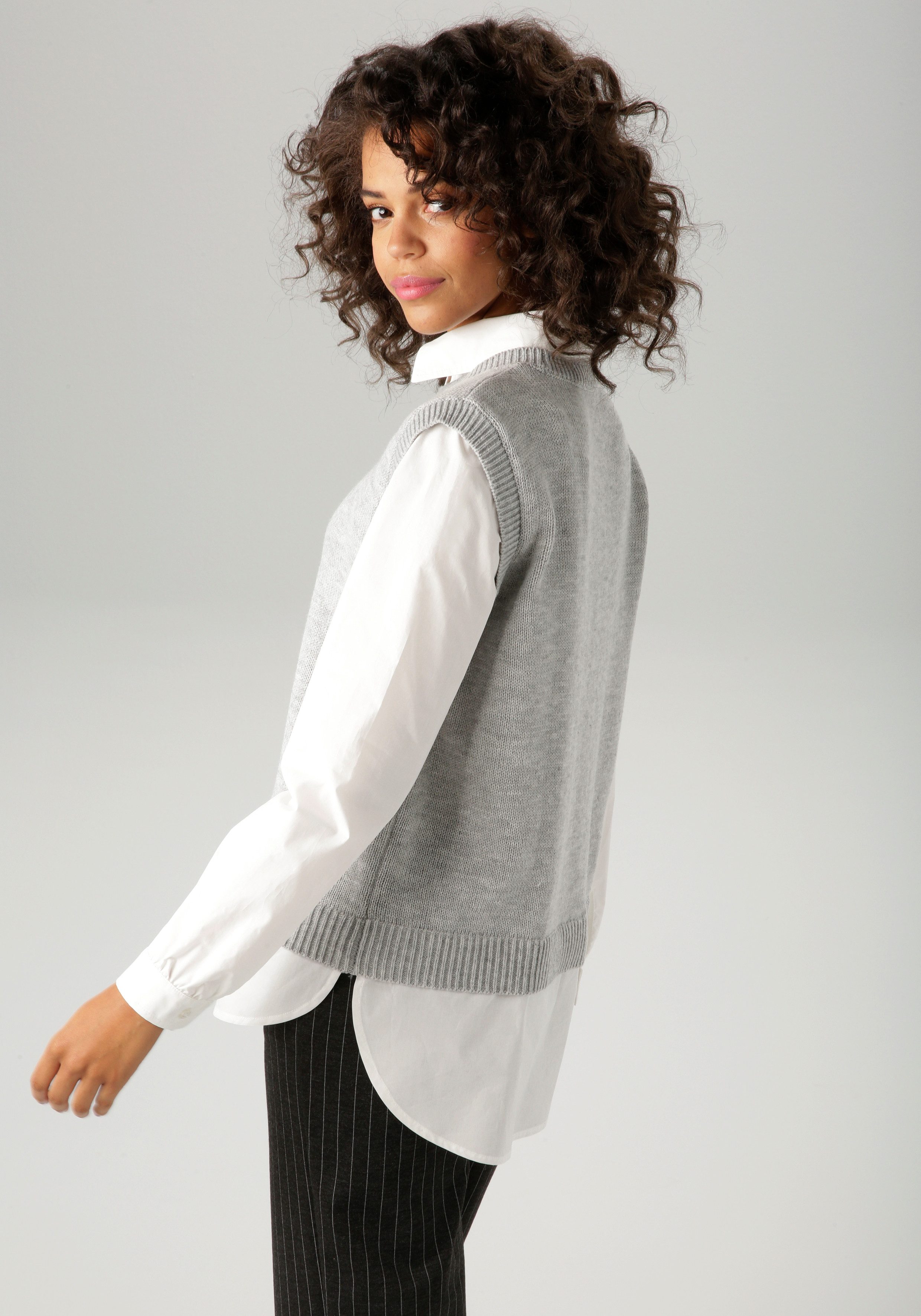 Aniston CASUAL Gebreide trui met blouse-inzet - nieuwe collectie