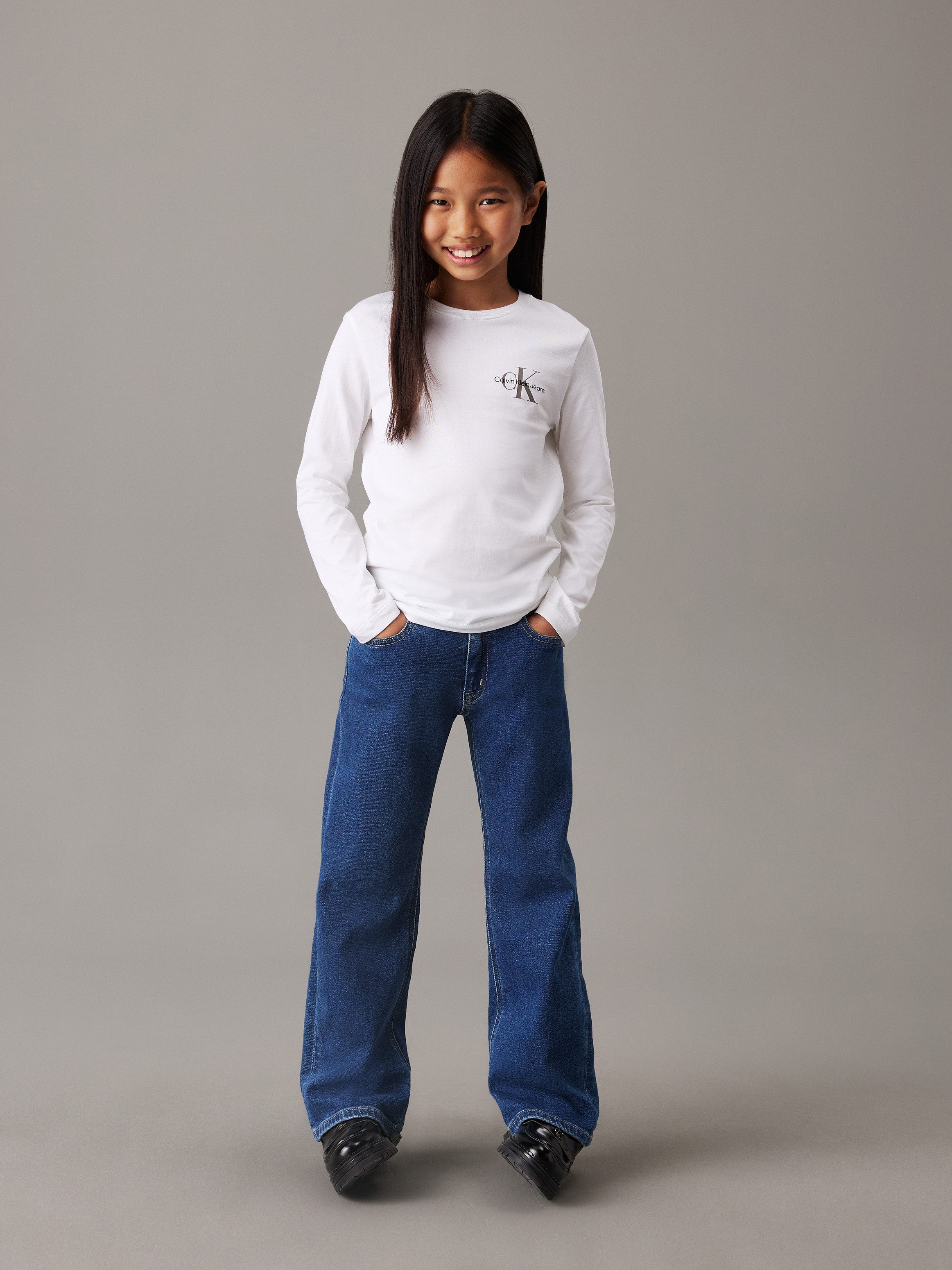 Calvin Klein Shirt met lange mouwen Chest Monologo Ls T-Shirt voor kinderen tot 16 jaar en met logo-opdruk