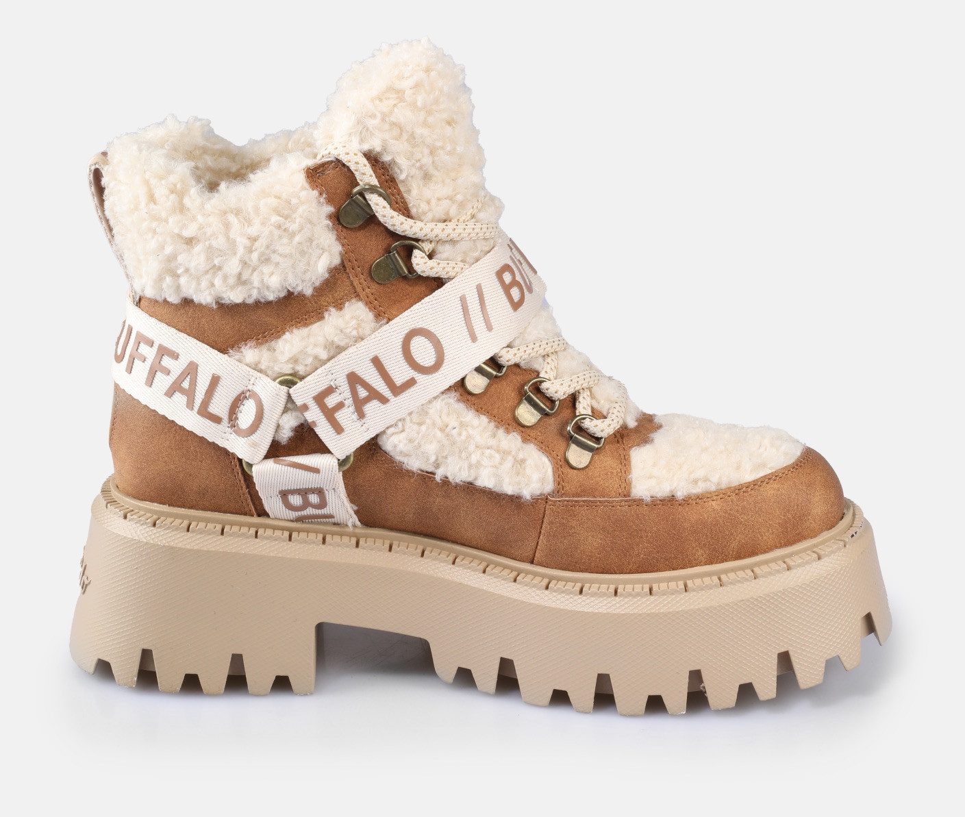 Buffalo Plateaulaarsjes Aspen Com Mid Warm Winterboots, veterboots, enkellaarsje met knuffelige warme voering