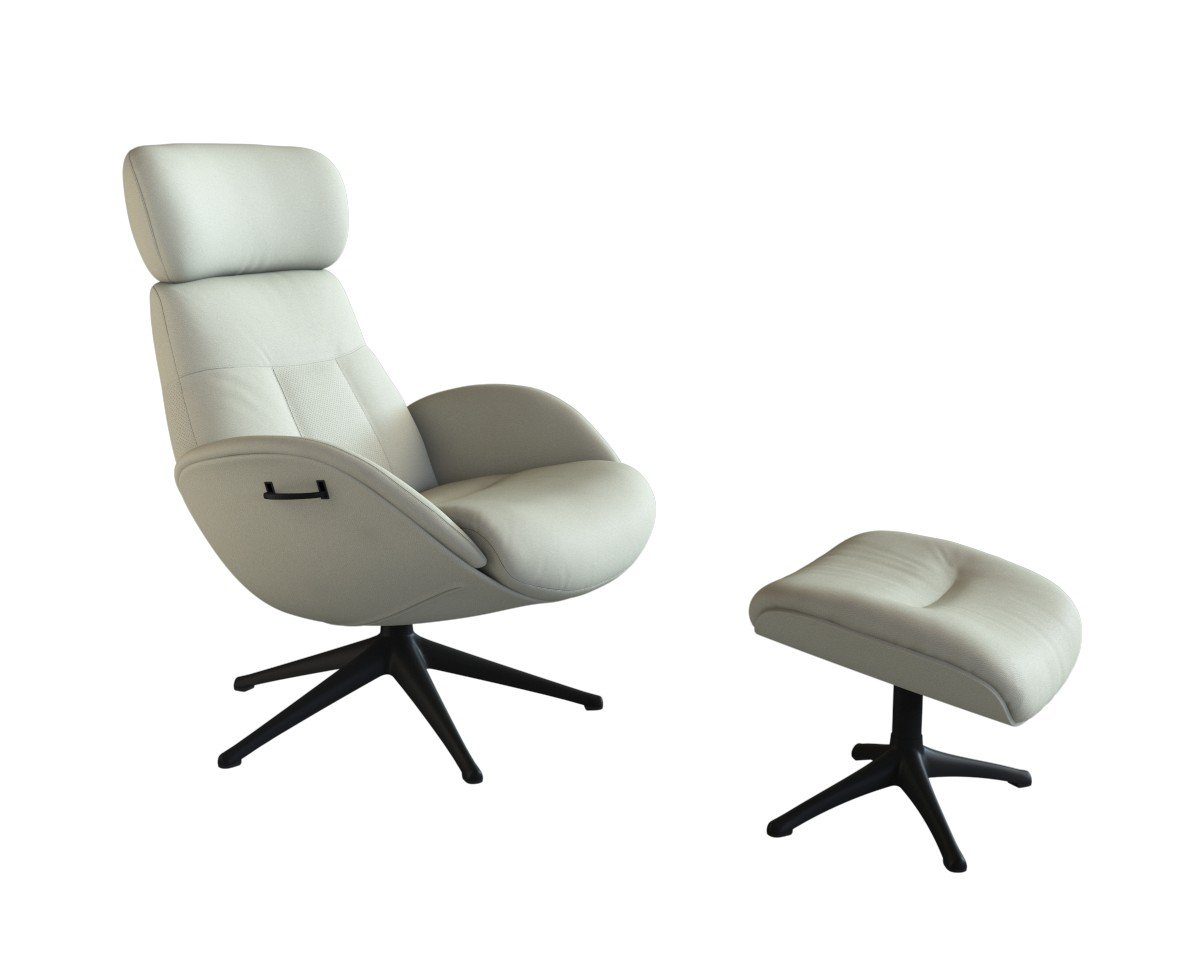 FLEXLUX Relaxfauteuil Relaxchairs Elegant Eersteklas comfort, rug- en hoofdsteunverstelling, draaibaar, zwarte voet