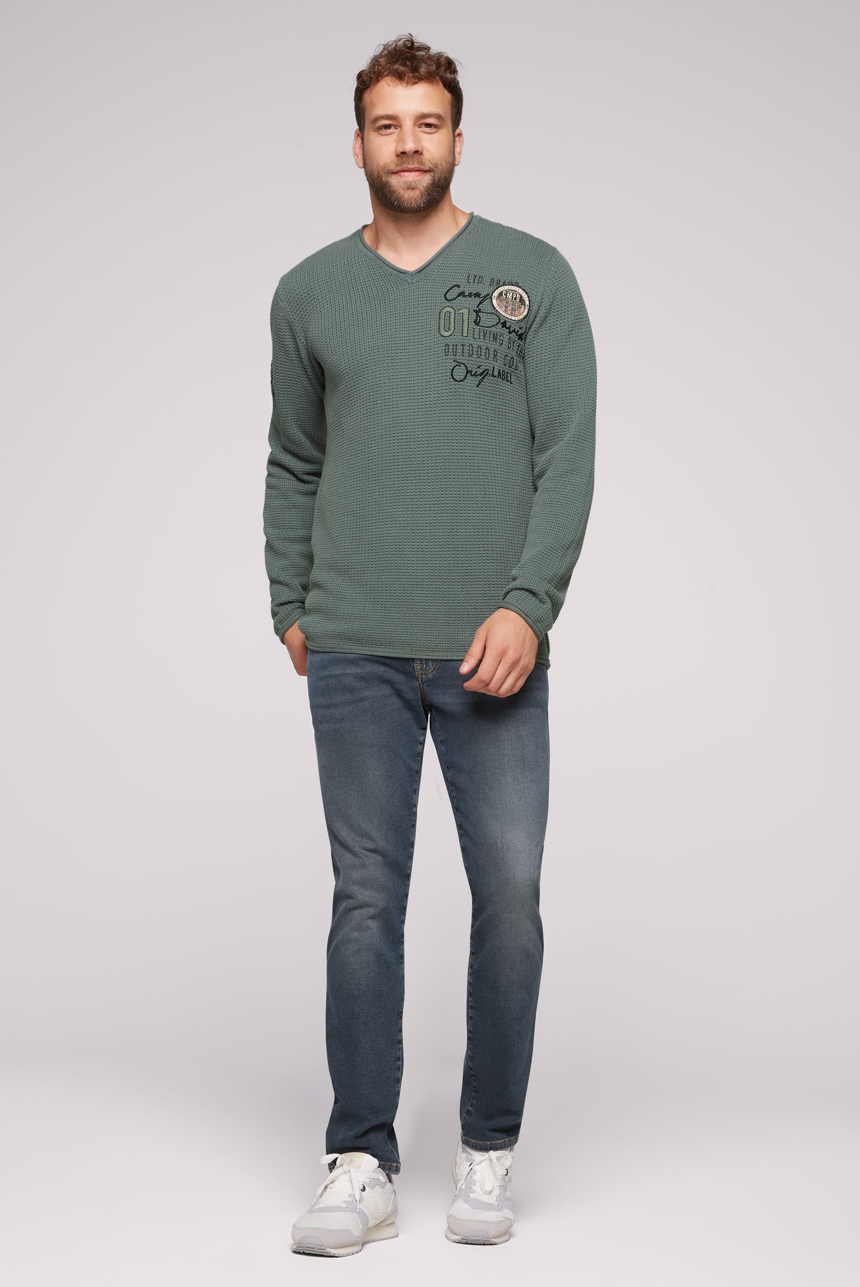 CAMP DAVID Gebreide trui met logoprint