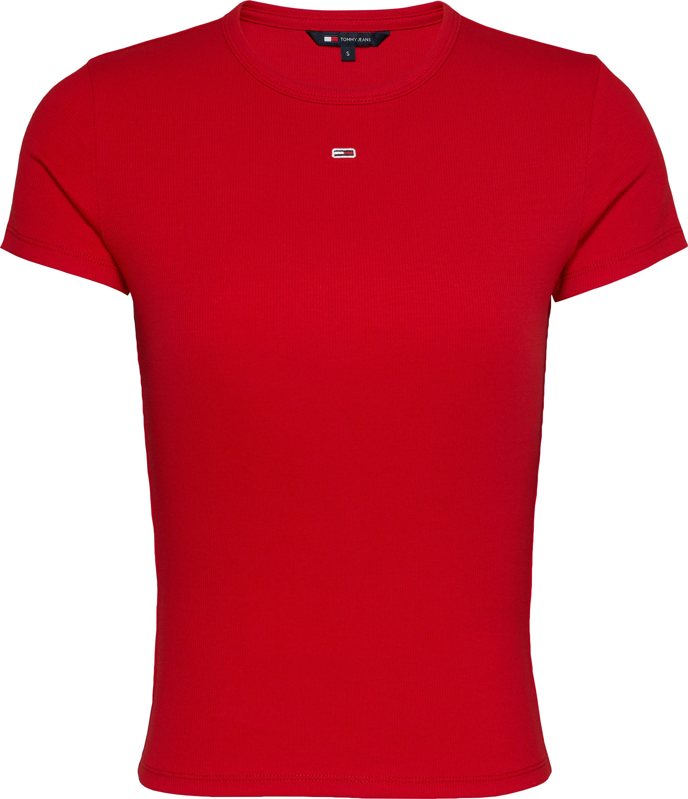 TOMMY JEANS T-shirt Slim Essential Rib Shirt Rippshirt Rundhalsshirt