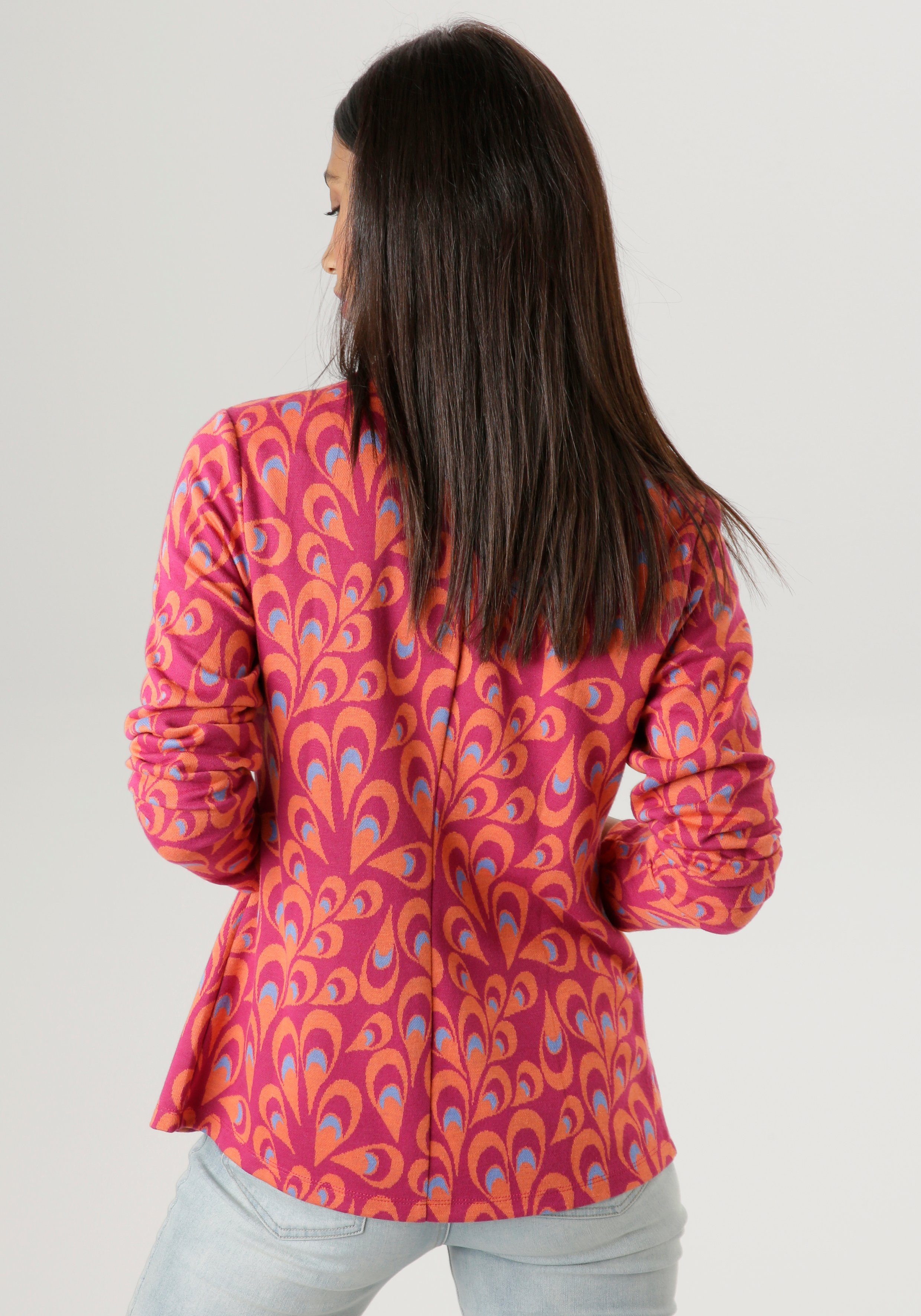Aniston SELECTED Korte blazer met fantasierijk jacquardmotief