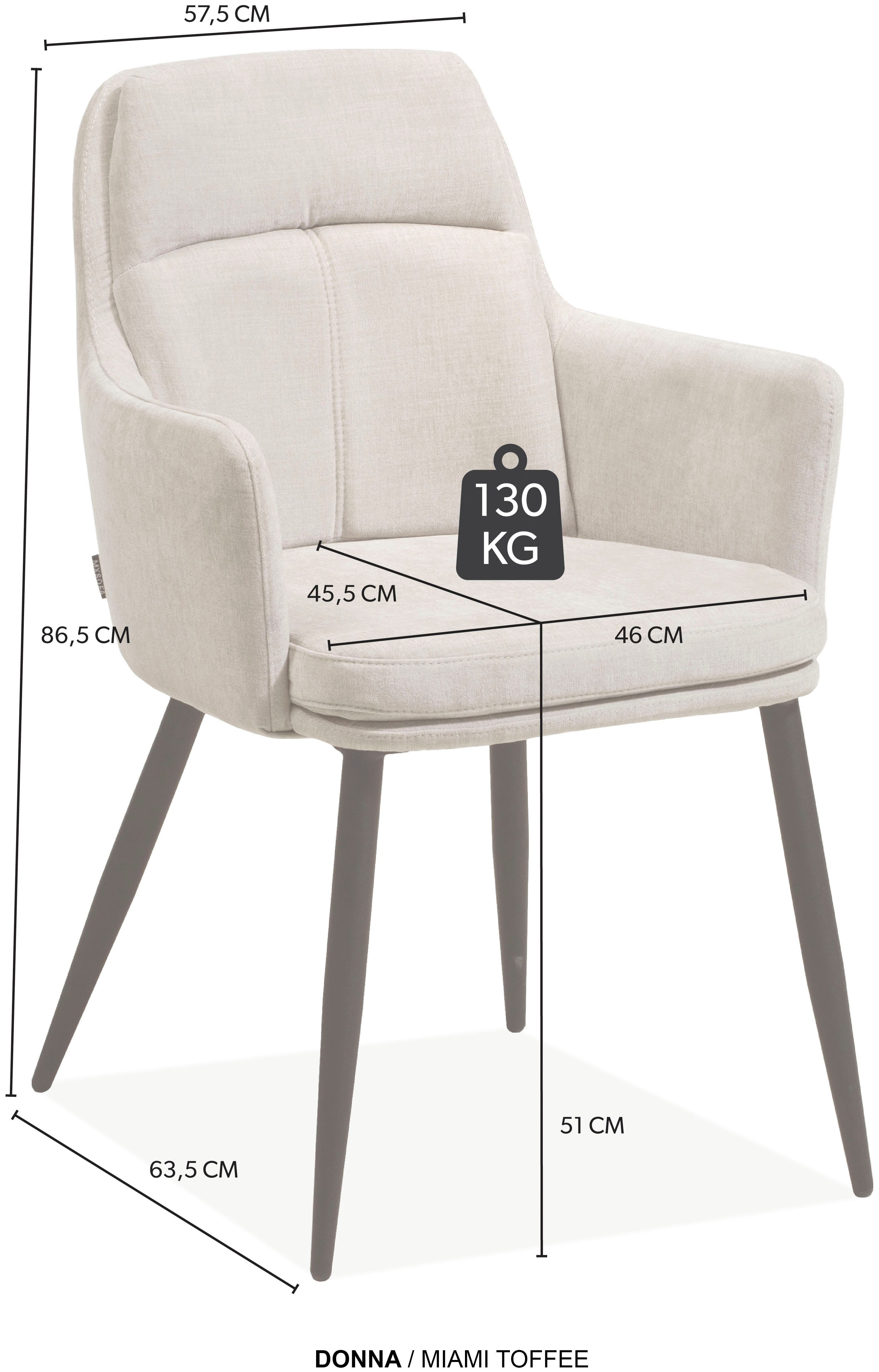 OMG Design Stoel met armleuningen DONNA Zitkuip, comfortabel gepolsterd, eetkamerstoel (set)
