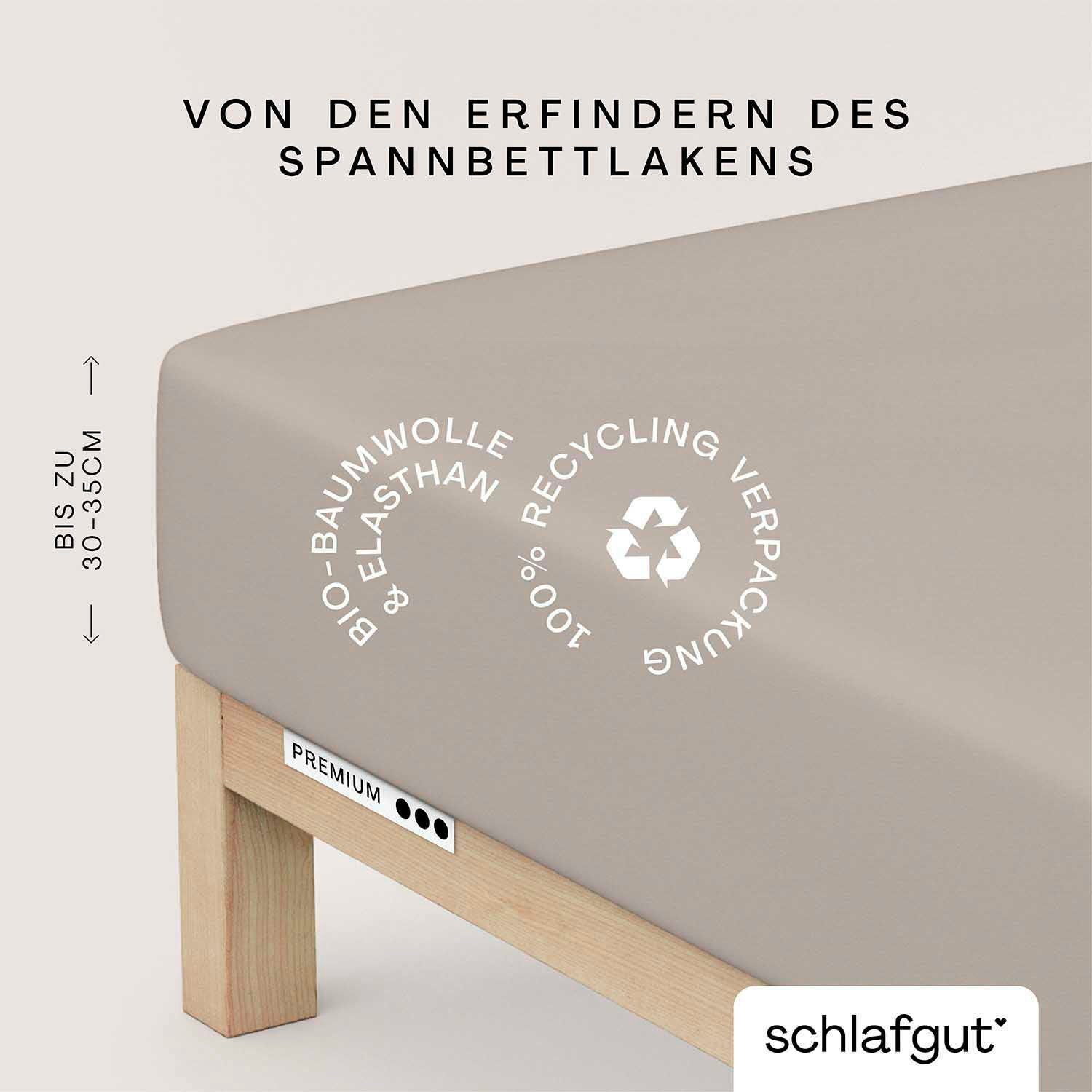 Schlafgut Hoeslaken Premium (1 stuk) hoeslakens maat 140-160 cm x 200-220 cm bruin
