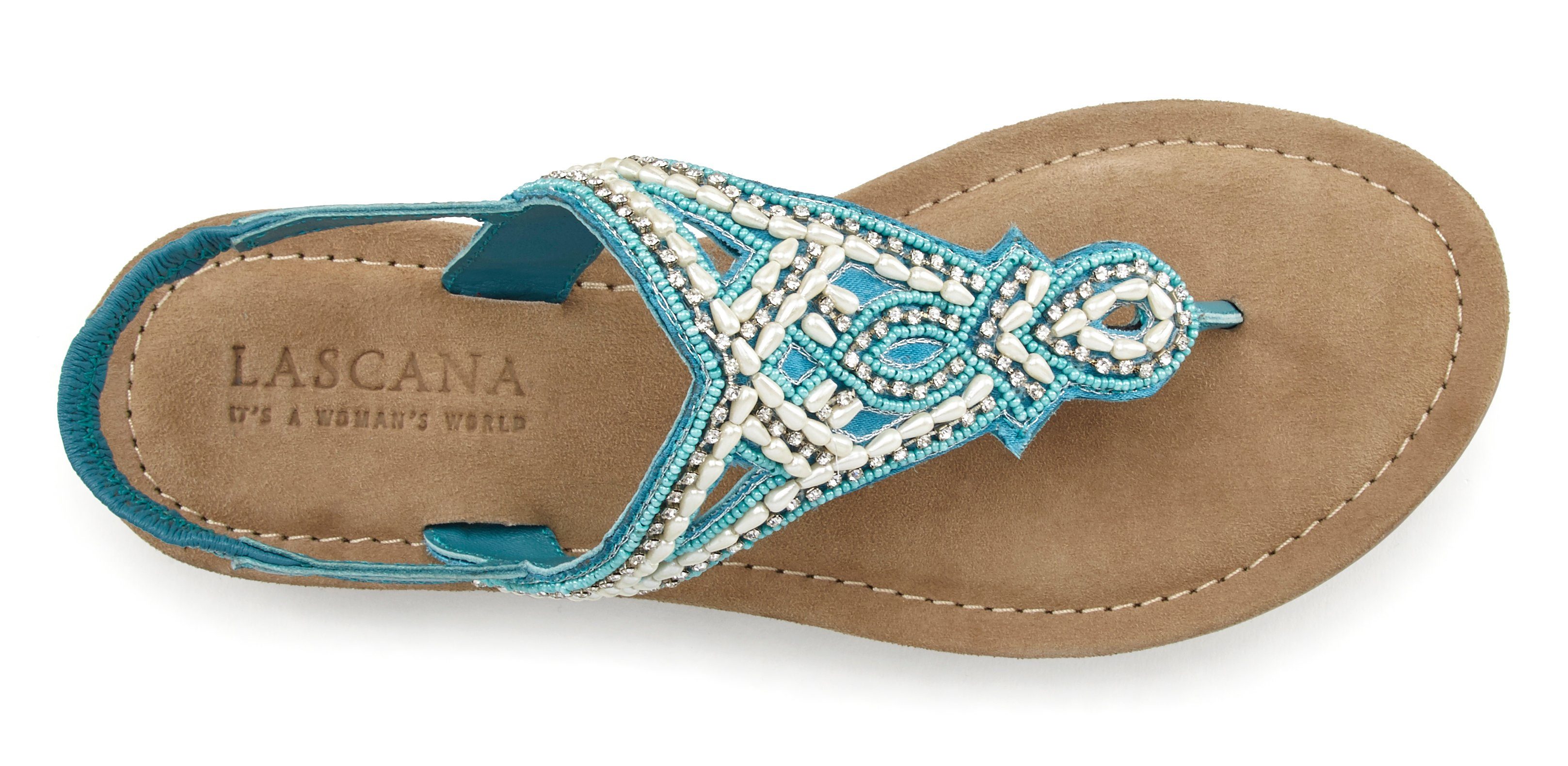 Lascana Teenslippers Sandaal, pantoletten bezet met parels en steentjes