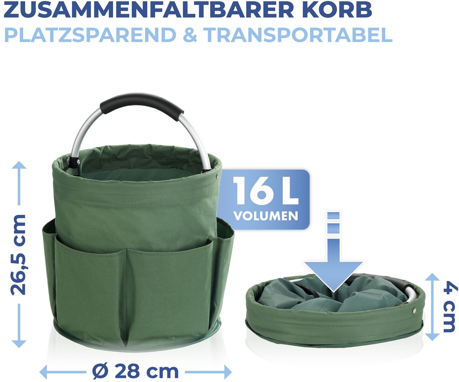 Maximex Organizer Schoonmaak-Caddy Multifunctioneel mand met 6 buitenzakken, ideaal voor huishouden, tuin & kamperen