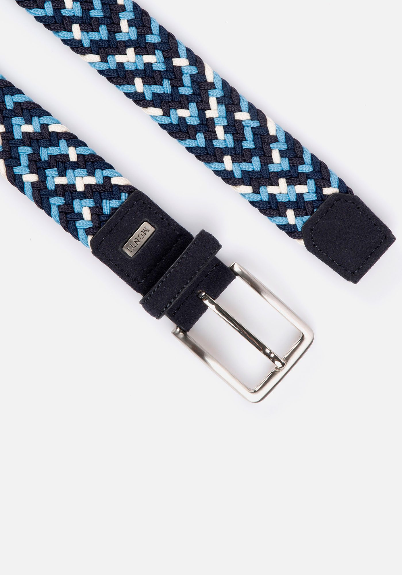 MONTI Leren riem 3,5 cm breed, elastisch gevlochten riem, met suede