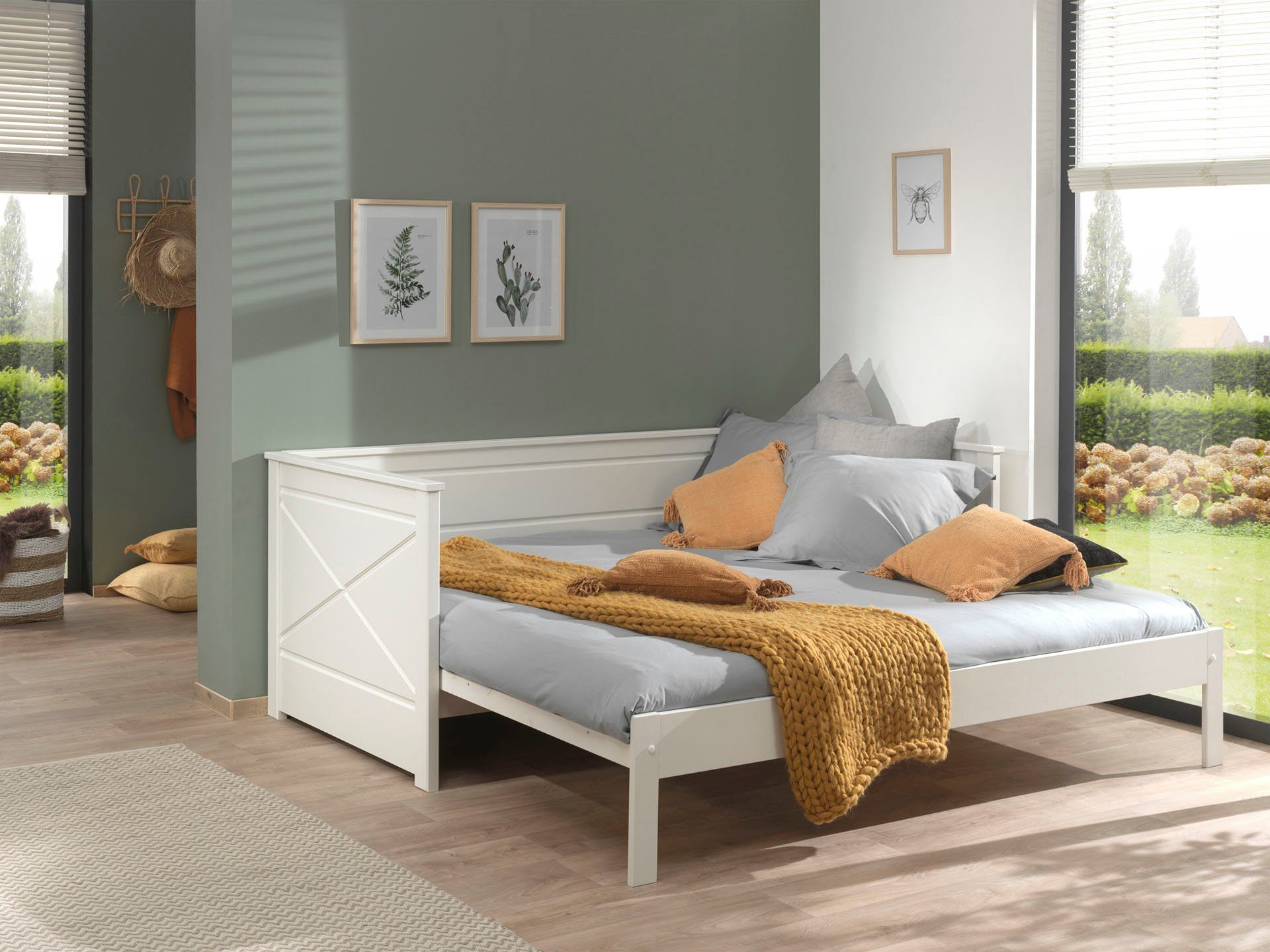 Vipack Bed Vipack Pino Hoogslaper LF 90x200 cm, uittrekbar tot 180x200 cm, uitvoering wit gelakt