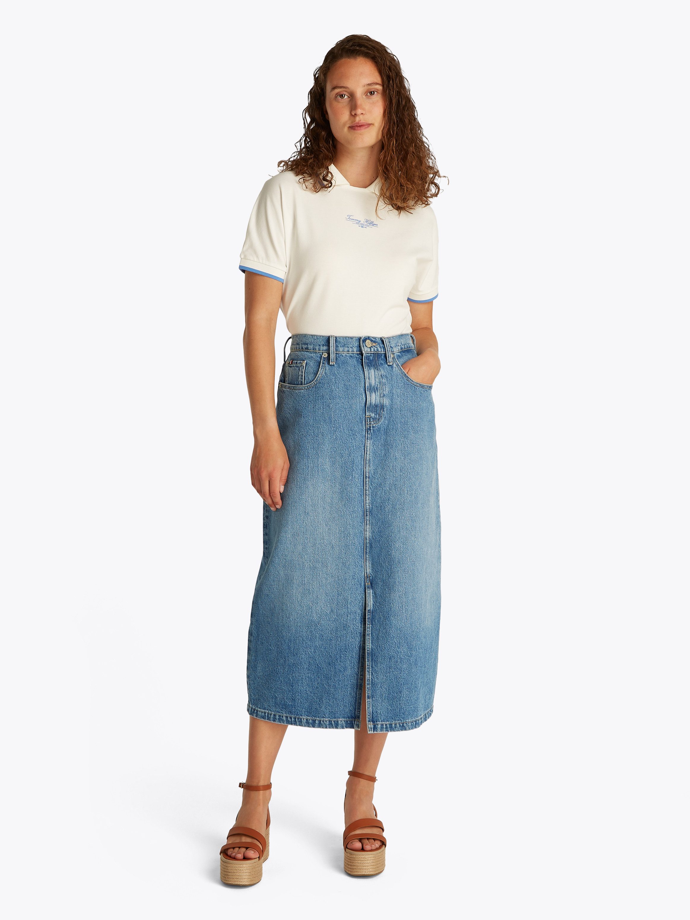 Tommy Hilfiger Jeans rok DNM MIDI STRAIGHT SKIRT HW UMA