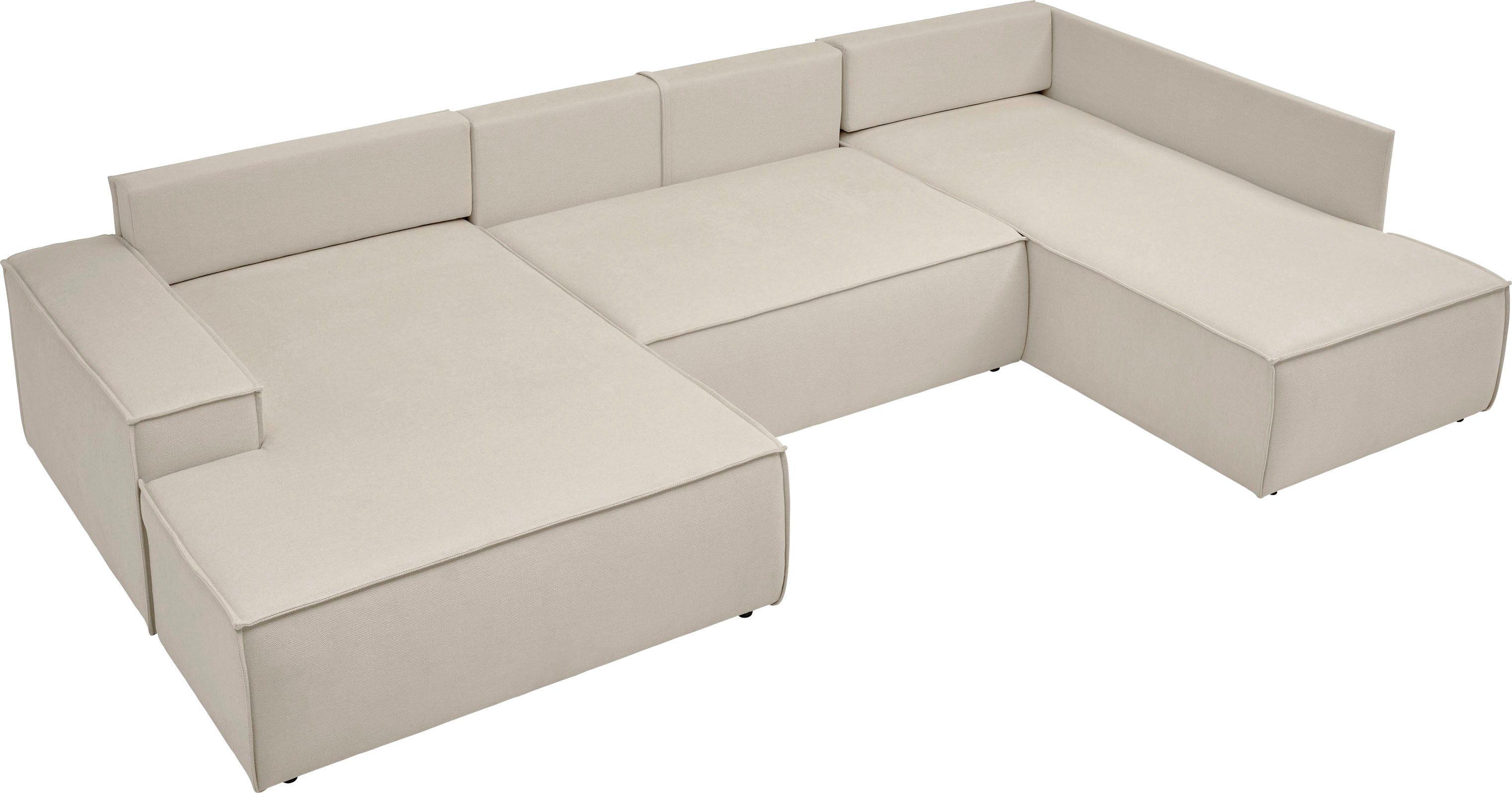 andas Zithoek FINNLEY U-model XXL 329 cm, bedbank, slaapfunctie m. bedkist