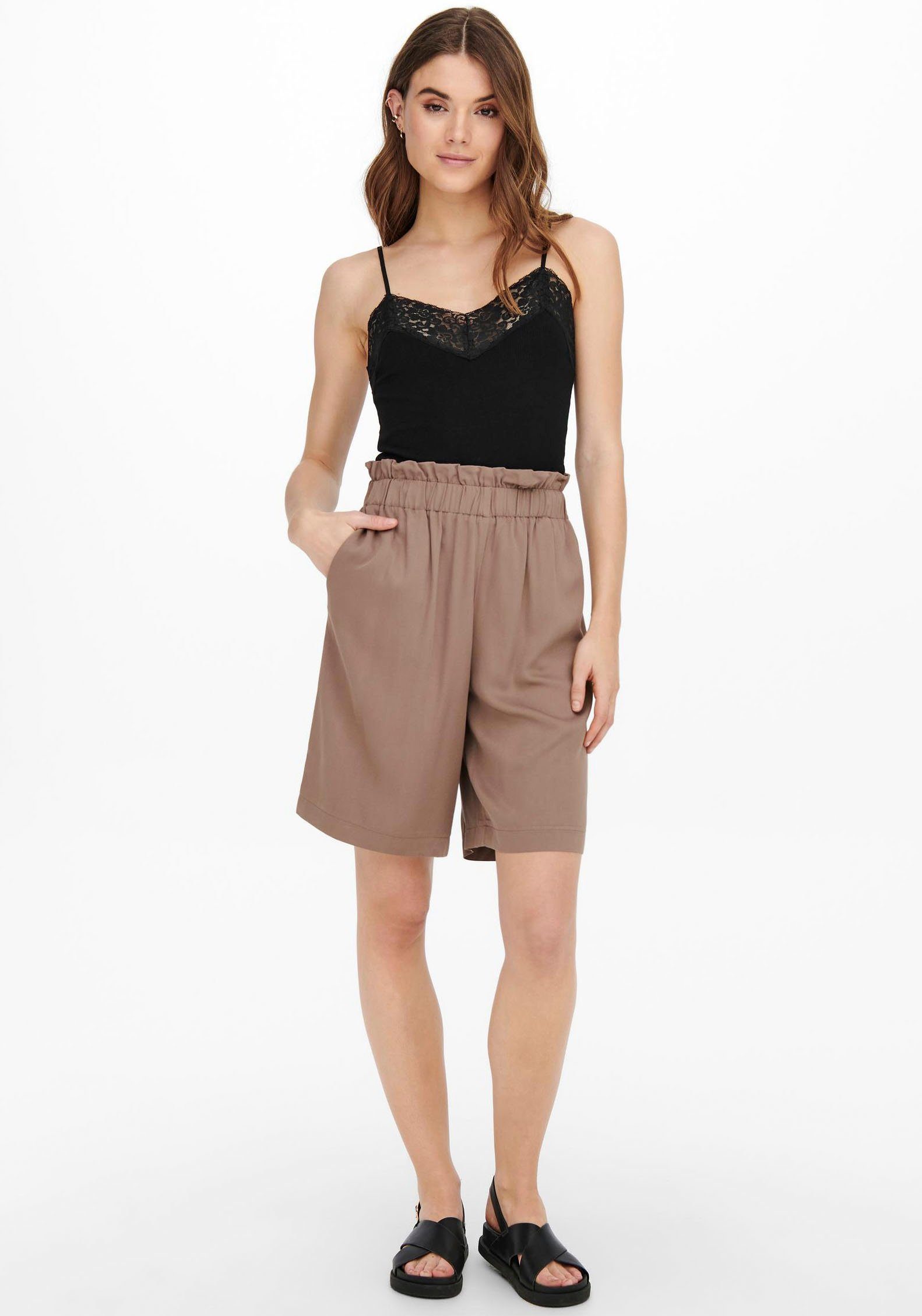 Only Top met spaghettibandjes ONLTILDE RIB LACE SINGLET