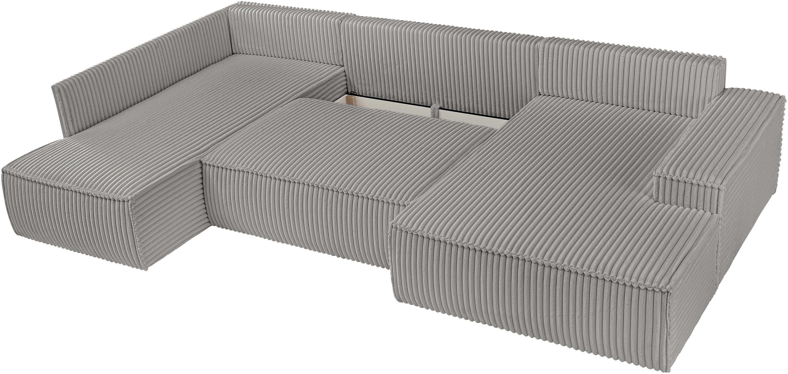 andas Zithoek FINNLEY U-model XXL 329 cm, bedbank, slaapfunctie m. bedkist
