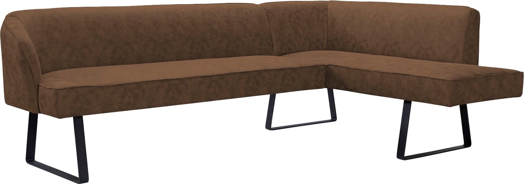 exxpo - sofa fashion Hoekbank Americano met opstaande naad en metalen poten, bekleding in verschillende kwaliteiten