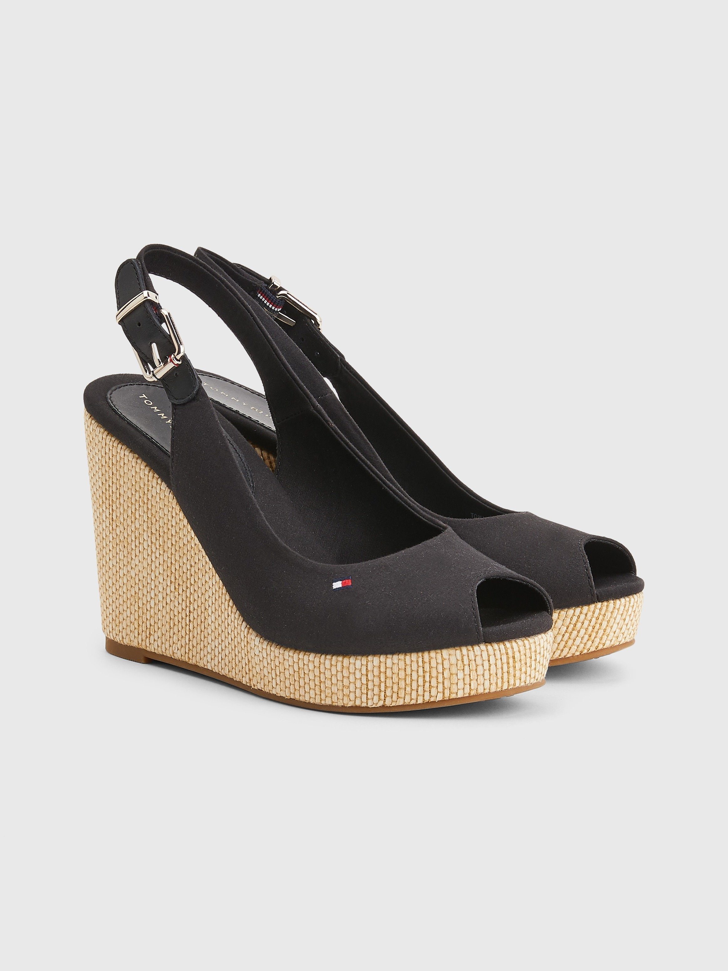 Tommy Hilfiger Sleehaksandaaltjes ICONIC ELENA SLING BACK WEDGE zomerschoen, sandaal, sleehak, met...