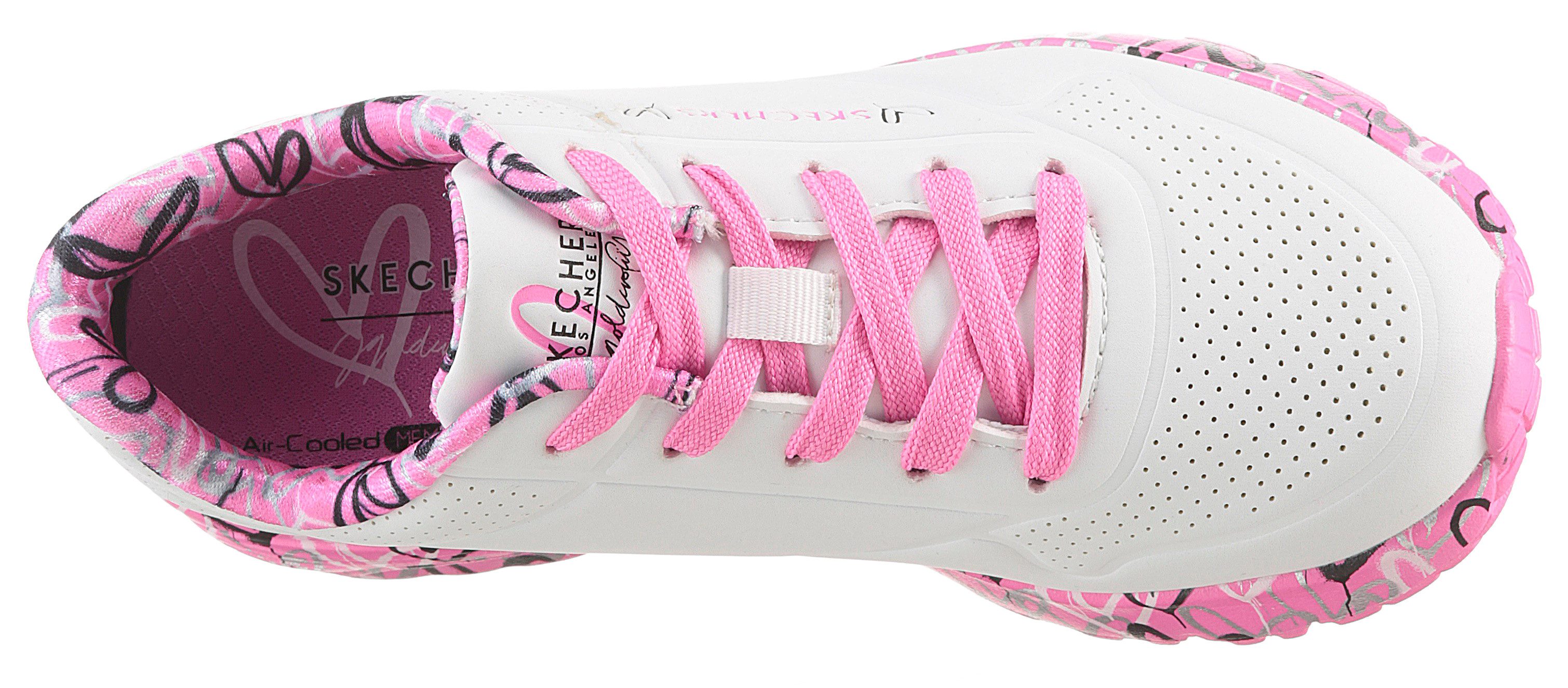 Skechers Sneakers UNO LITE-LOVELY LUV , veterschoen met bedrukte zool, maat sjabloon te downloaden