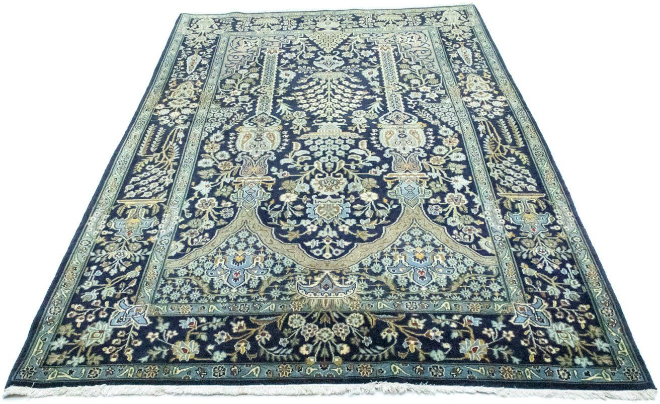 morgenland Wollen kleed Tabriz figuratief Blu 222 x 140 cm Uniek exemplaar met certificaat