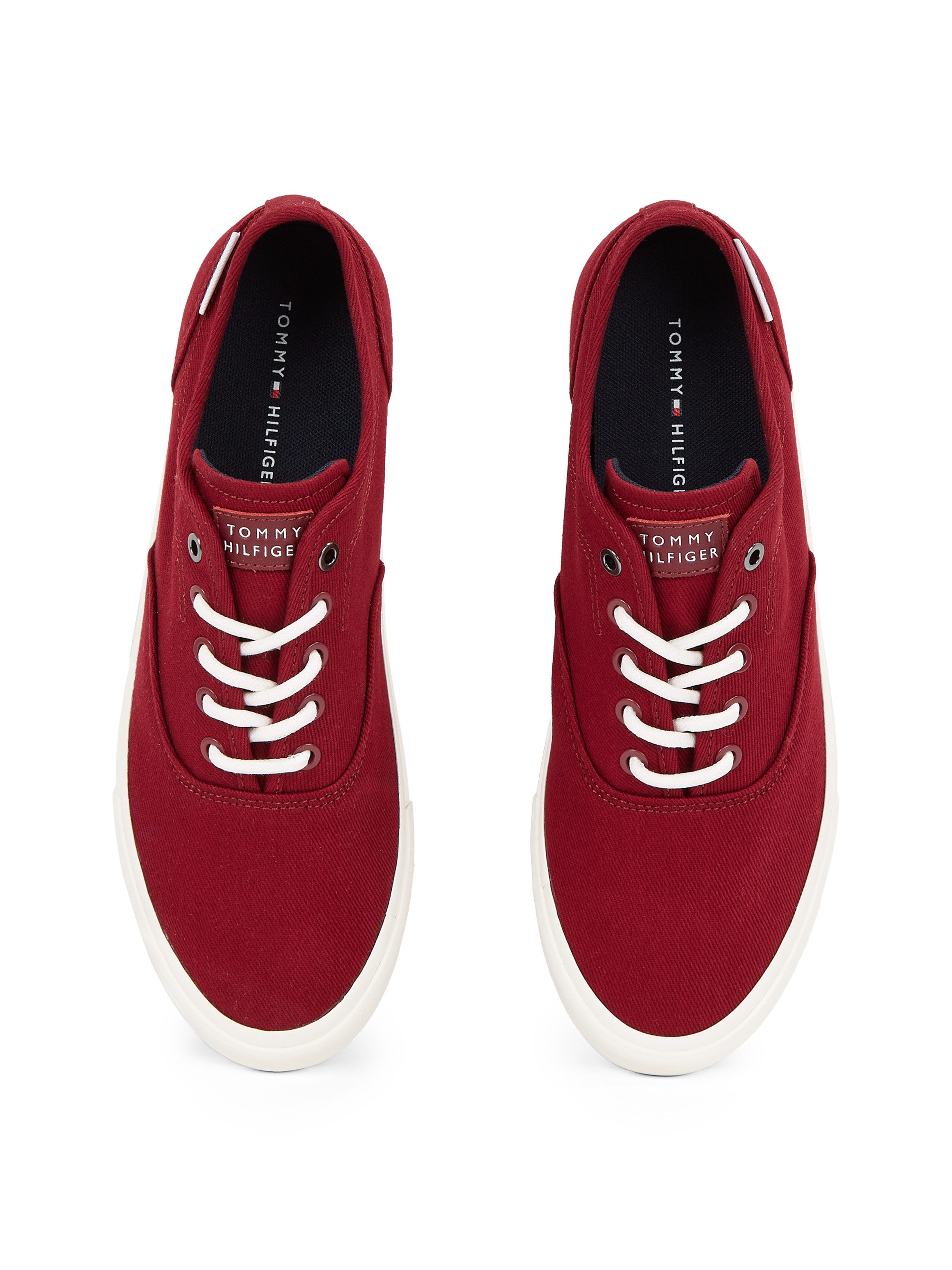 Tommy Hilfiger Sneakers TH HI VULC LOW OXFORD TWILL , vrijetijdsschoen, lage schoen, veterschoen met label op de hiel