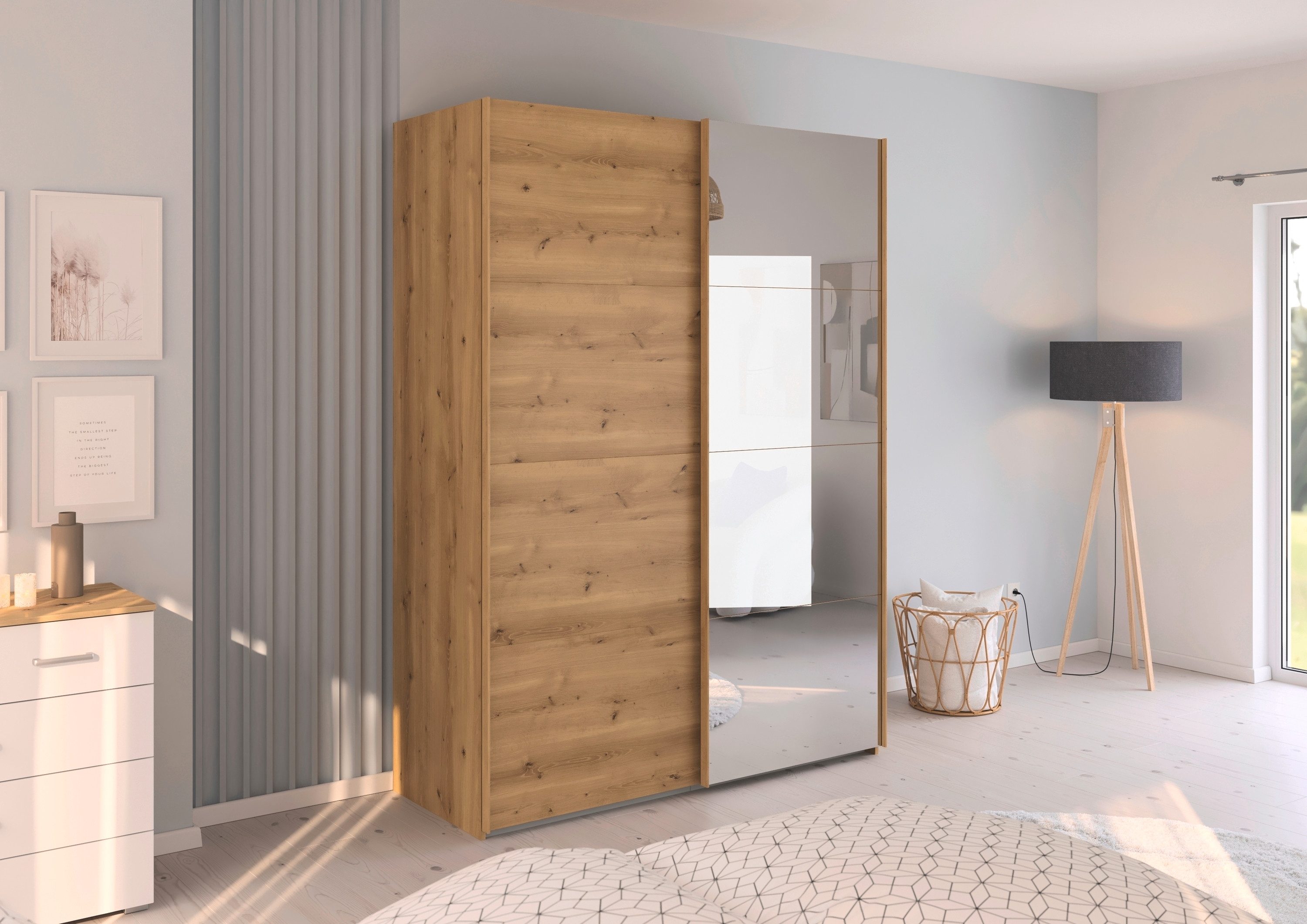 rauch Schuifdeurkast Kledingkast Kast Garderobe Slaapkamerkast EVELYN in elegante stijl met spiegel 5 breedtes veel opbergruimte made in germany