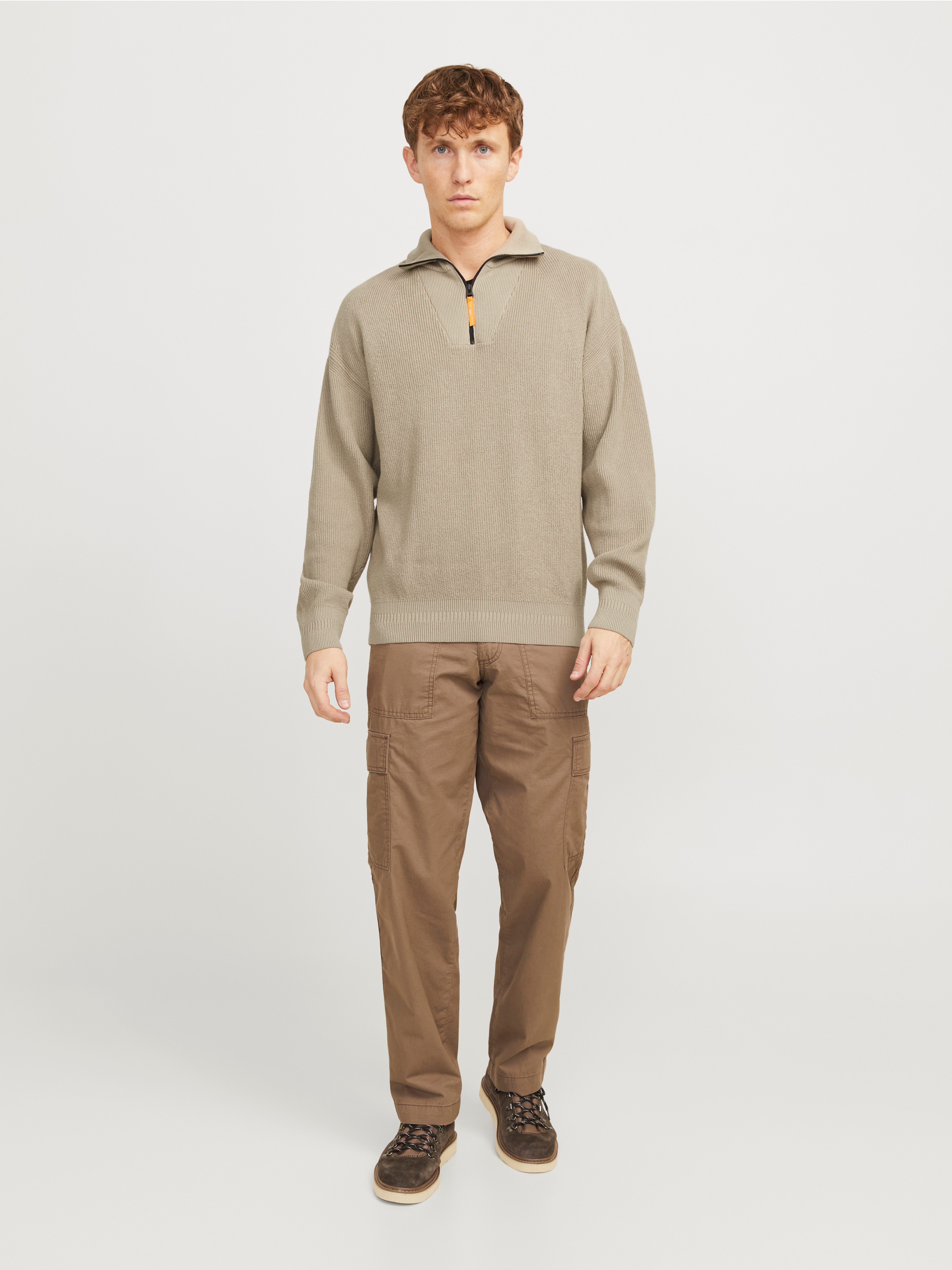 Jack & Jones Schipperstrui JCOOUTDOOR KNIT HALF ZIP HIGH NECK SN