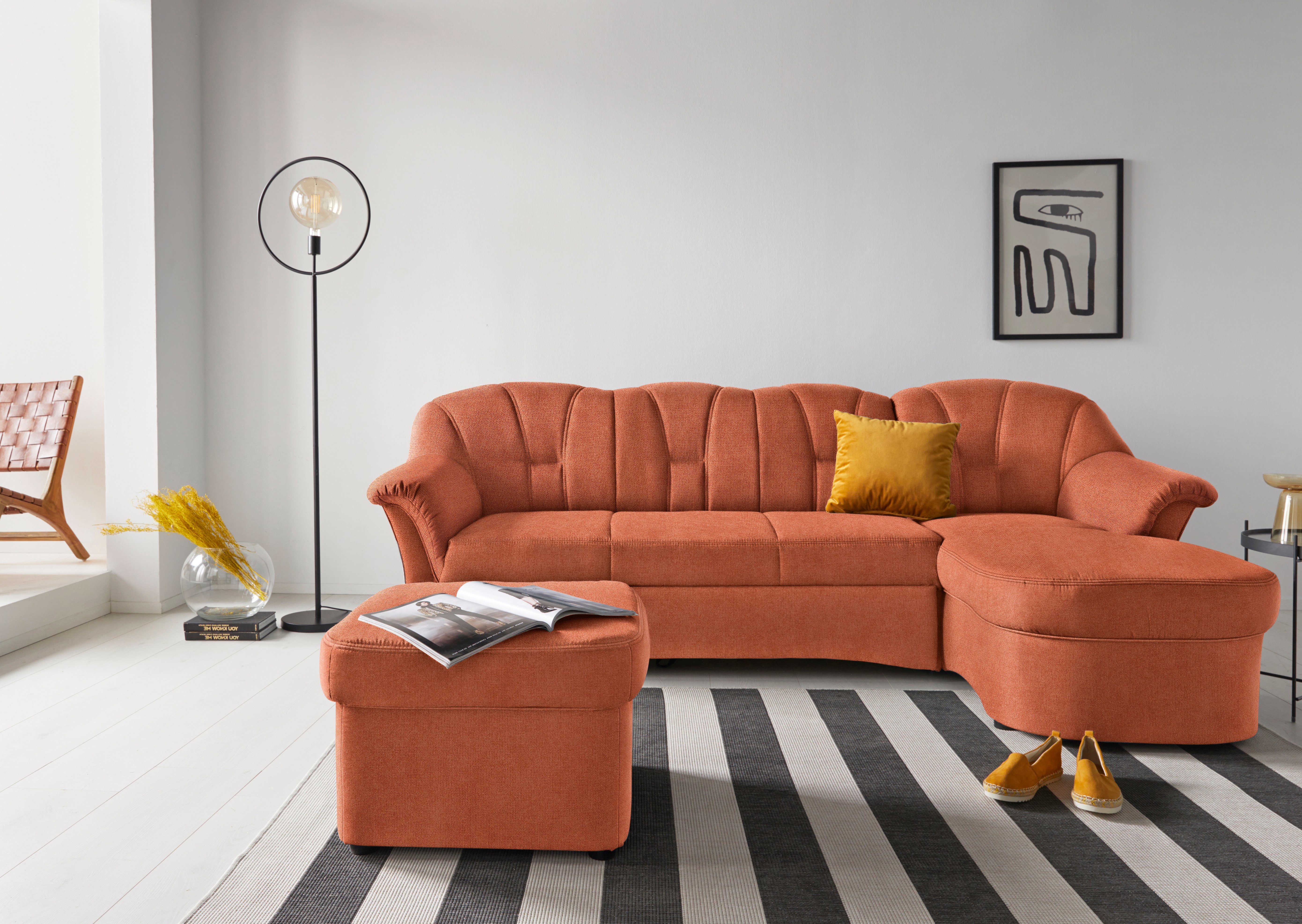 DOMO collection Hoekbank Papenburg, tijdloze rugsteppingen, elegante vormtaal, L-vorm