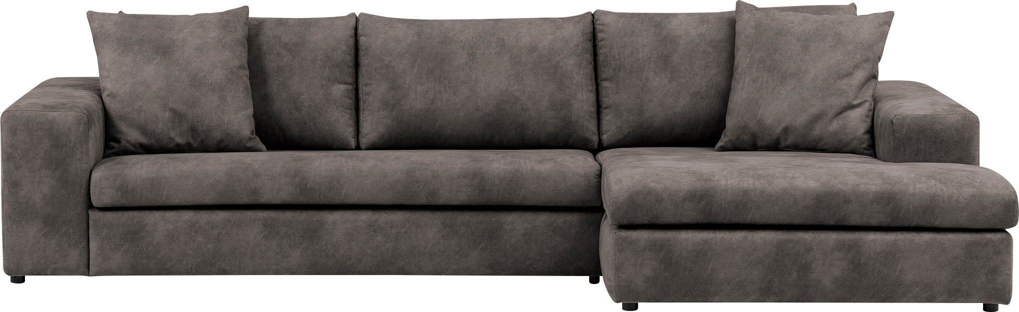 andas Hoekbank SLEETLAND XXL van fluweel of in vintage leer-look, L-model,