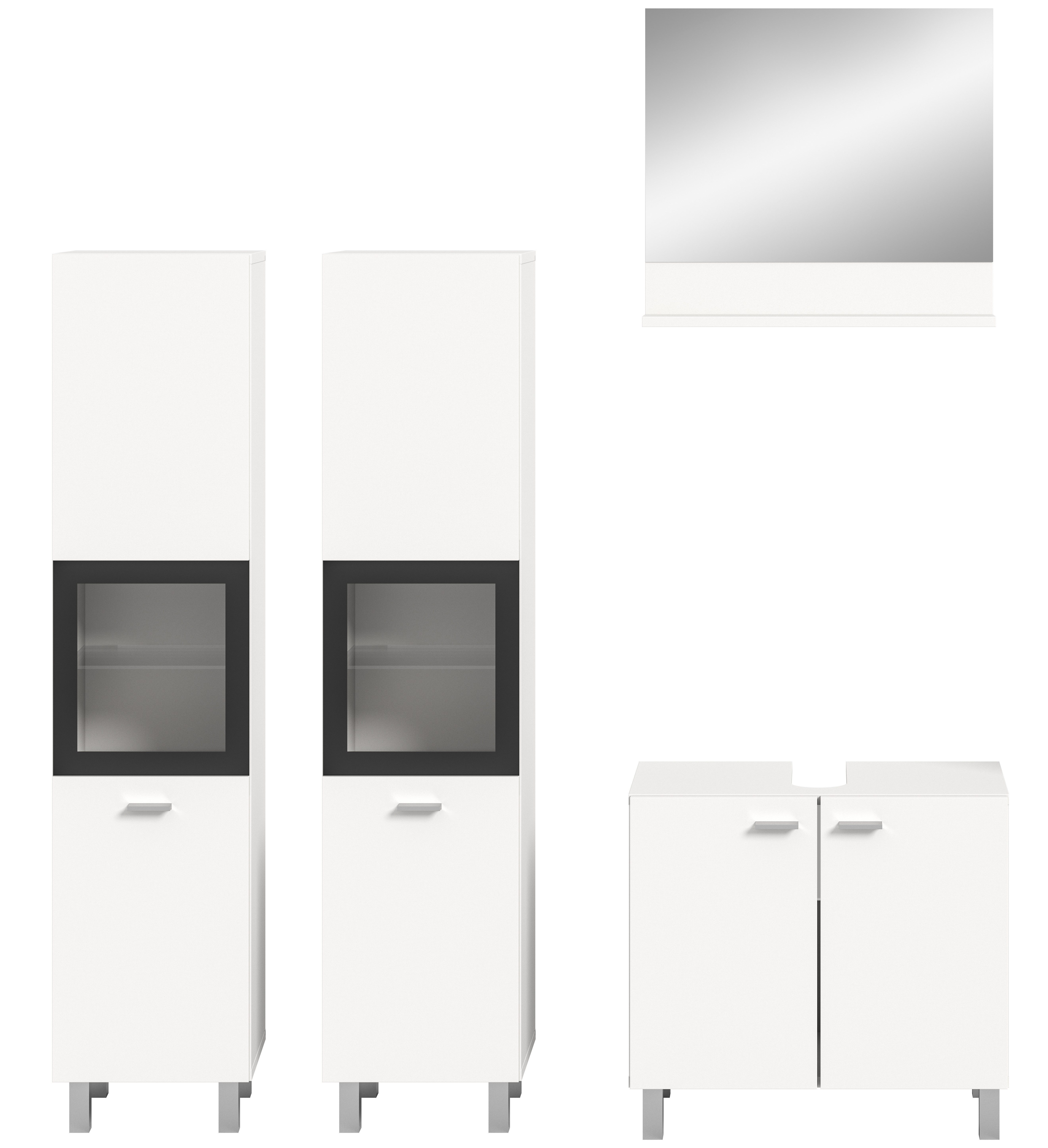 welltime Badmeubelset Tampa, breedte 137cm, 4-delig Wastafelonderkast, spiegel, hoge kast (4 stuks)