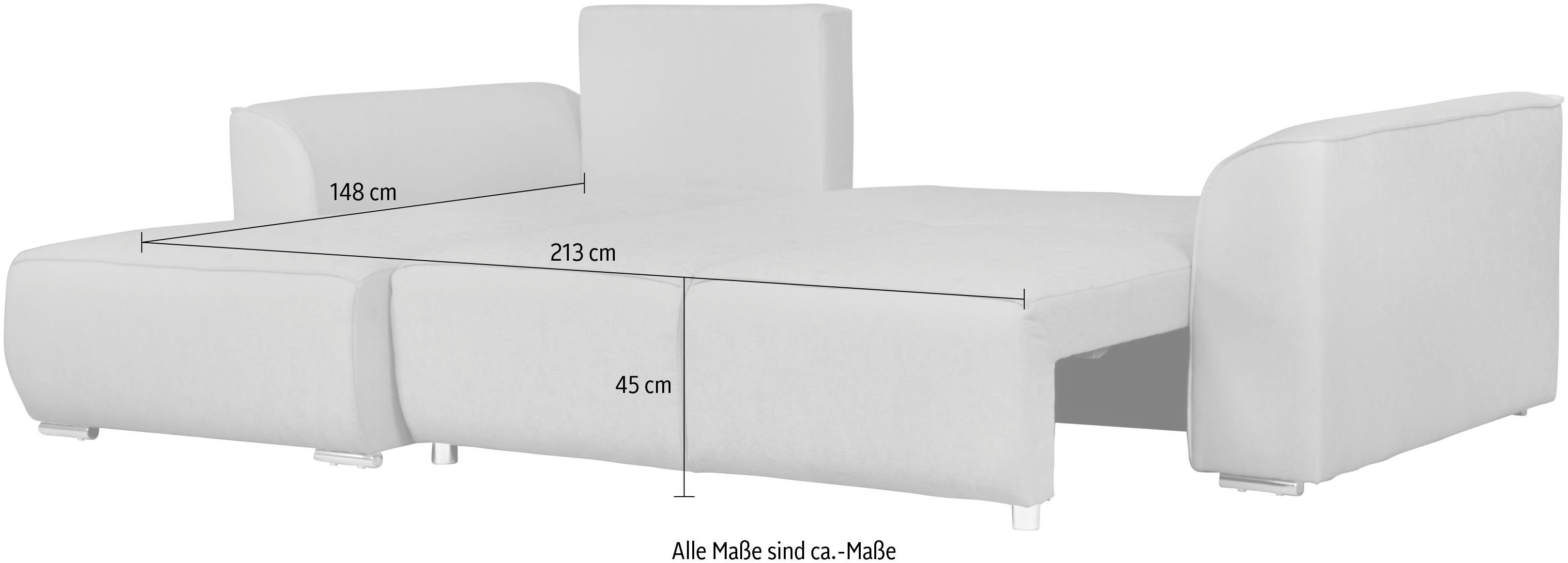 INOSIGN Hoekbank BEATRICE optionele slaapbank met bedlade, B/D/H: 265/170/86 cm