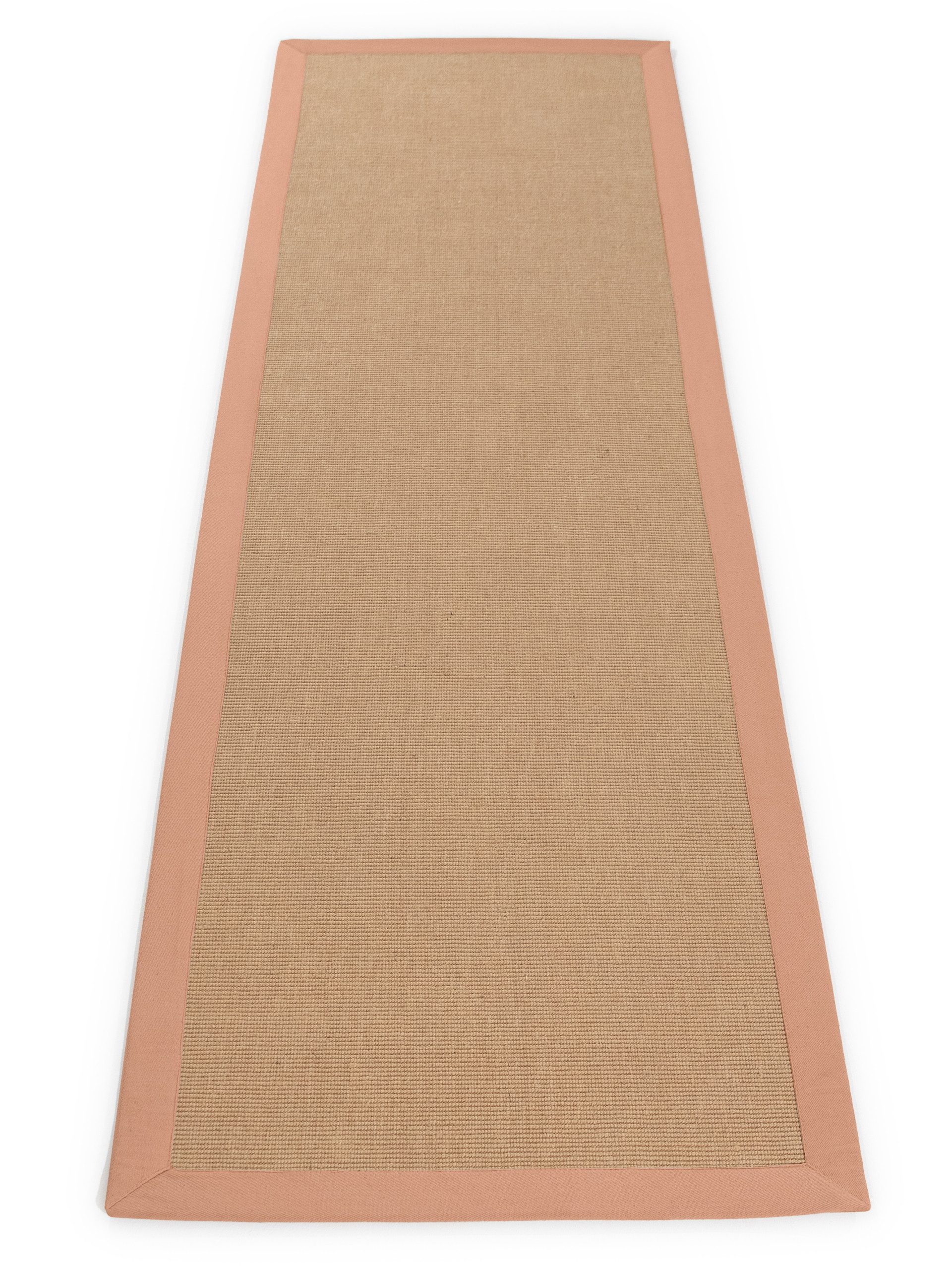 carpetfine Loper Sisal met gekleurd randdessin, antislip achterzijde lopers oranje