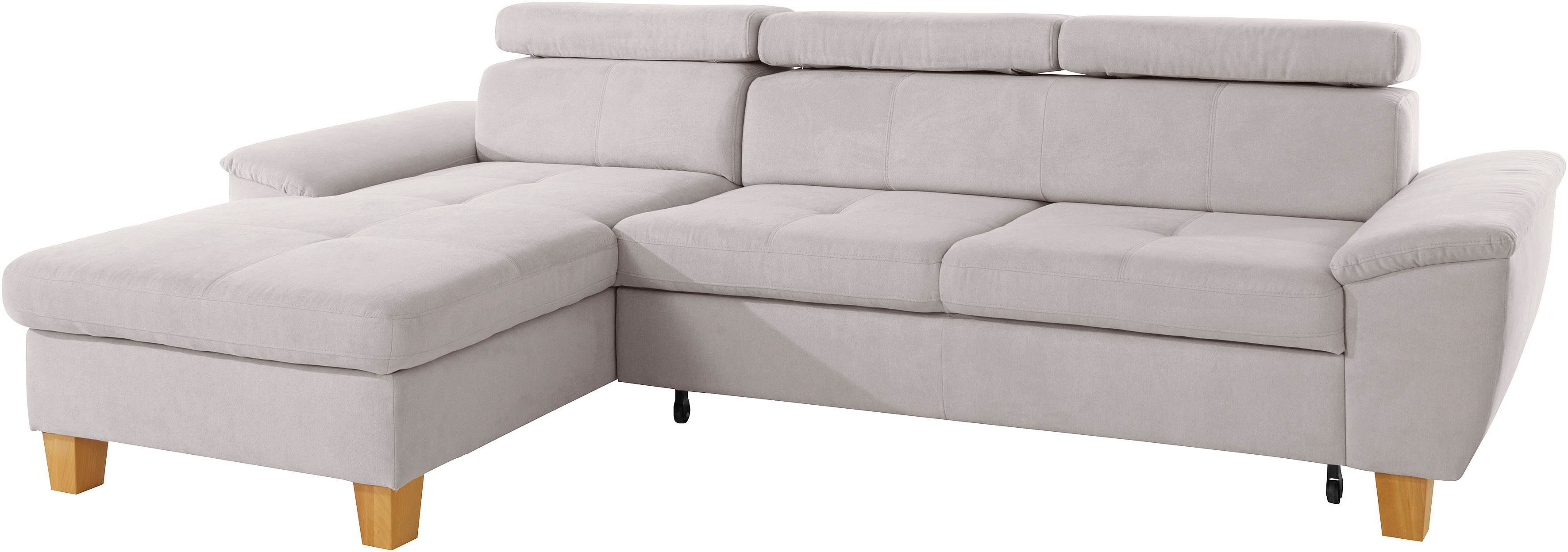 exxpo - sofa fashion Hoekbank Enya, uitgebreide afwerking, hoog zitcomfort, comfortabel, L-vorm inclusief verstelbare hoofdsteun, naar keuze met slaapfunctie en bedkist