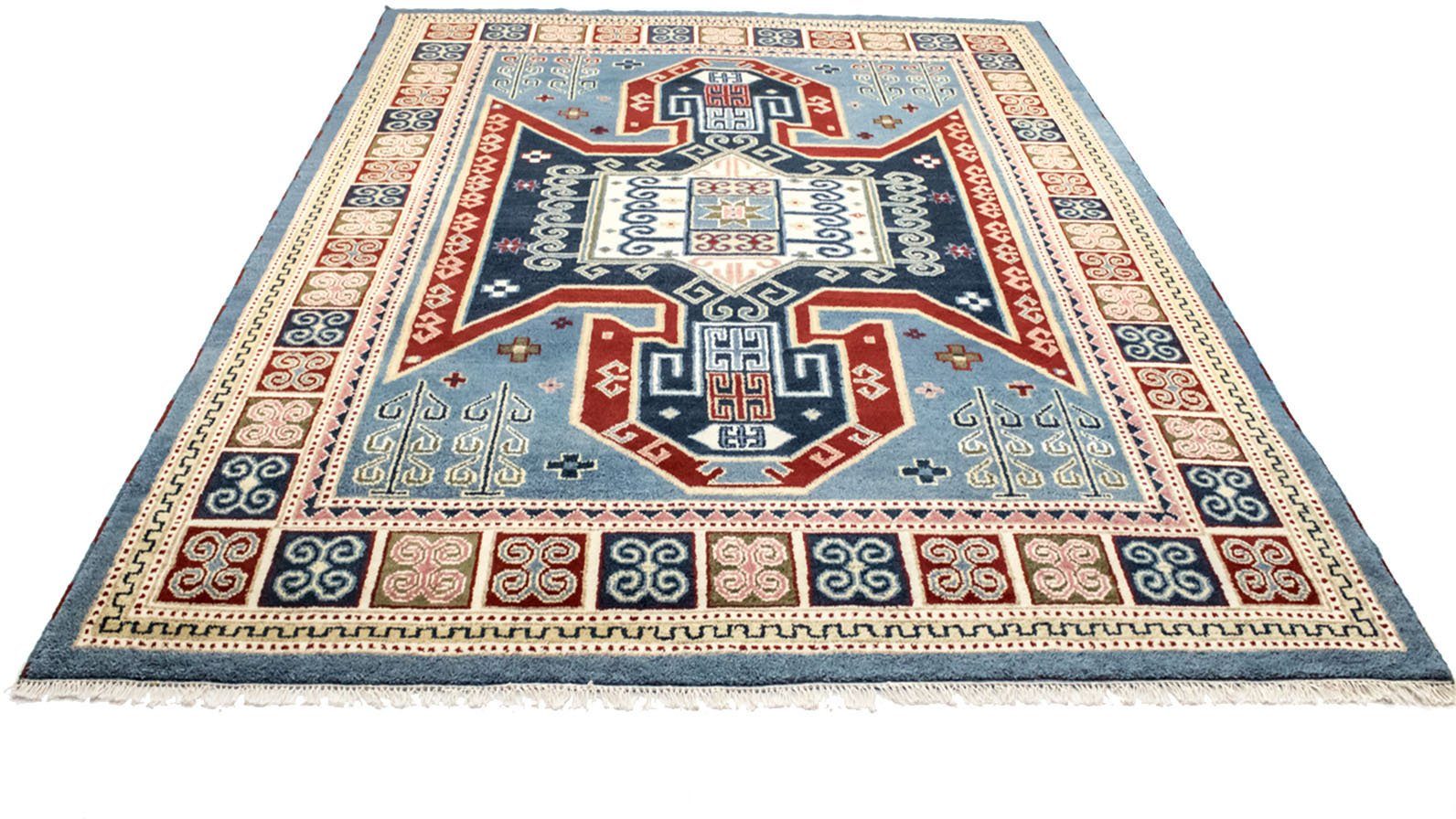 morgenland Wollen kleed Kazak-kleed met de hand geknoopt blauw