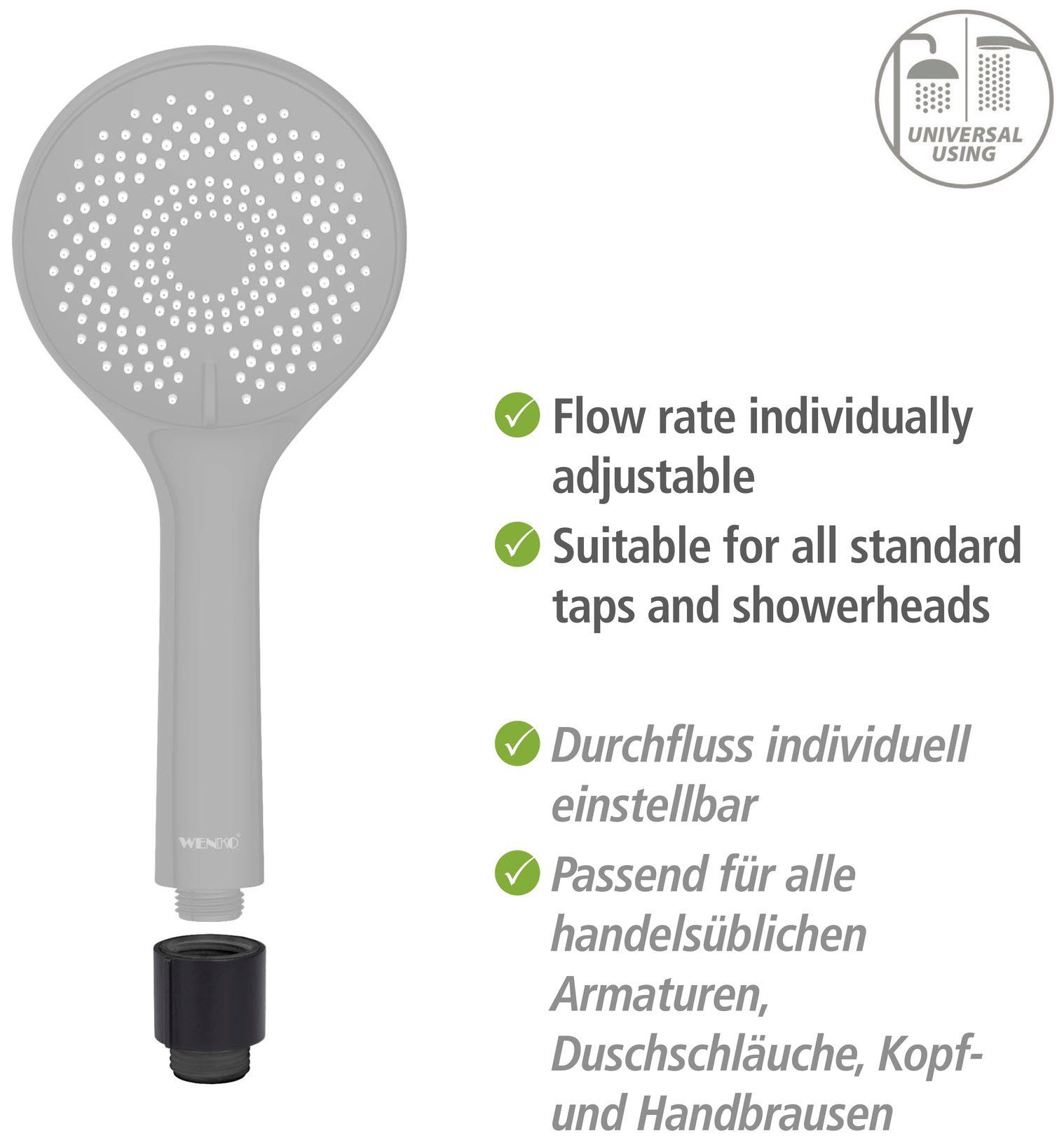 WENKO Douchesysteem Young Eco met thermostaatarmatuur, incl. 2 waterbesparende regelaars