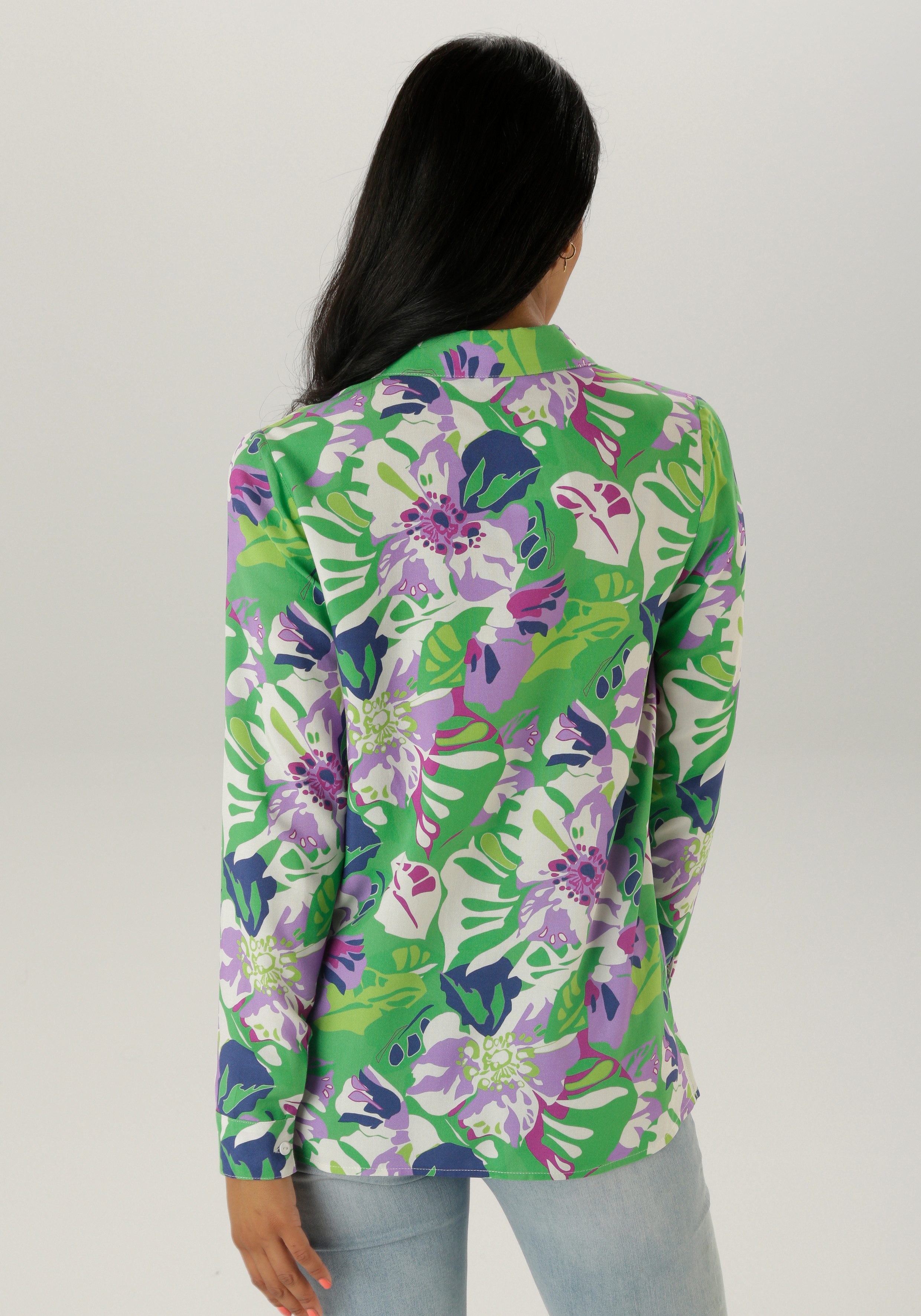 Aniston SELECTED Overhemdblouse met kleurharmonische bloemen- en bladerenprint - nieuwe collectie