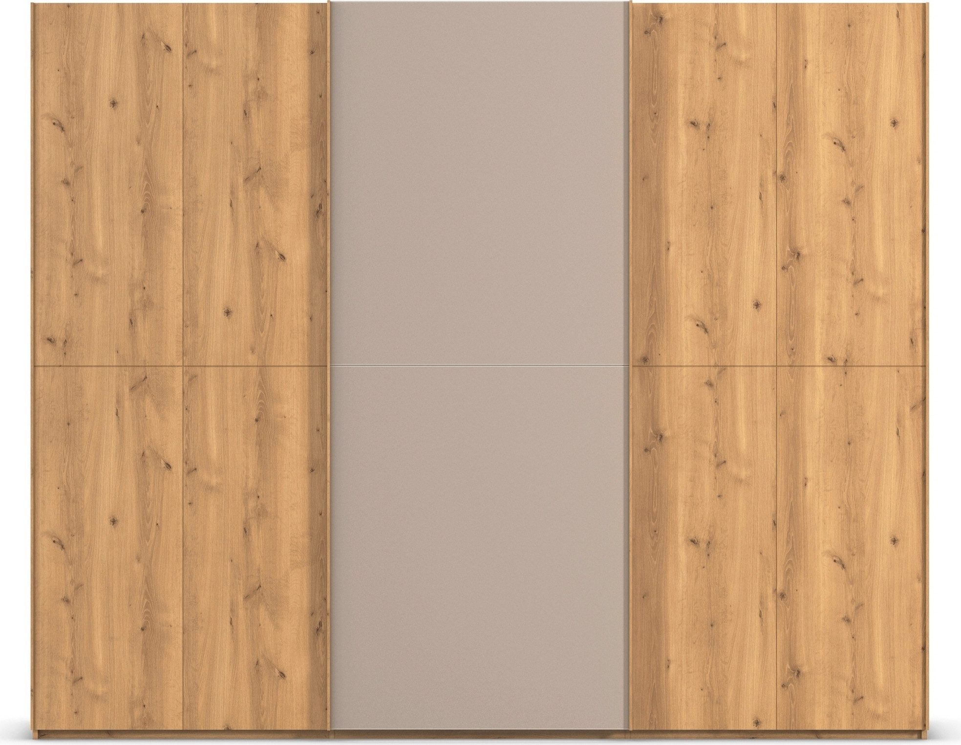 rauch Schuifdeurkast Kledingkast kast garderobe slaapkamerkast SCALE-WOOD edel gesplitste front in massief takken eiken met glazen deuren made in germany