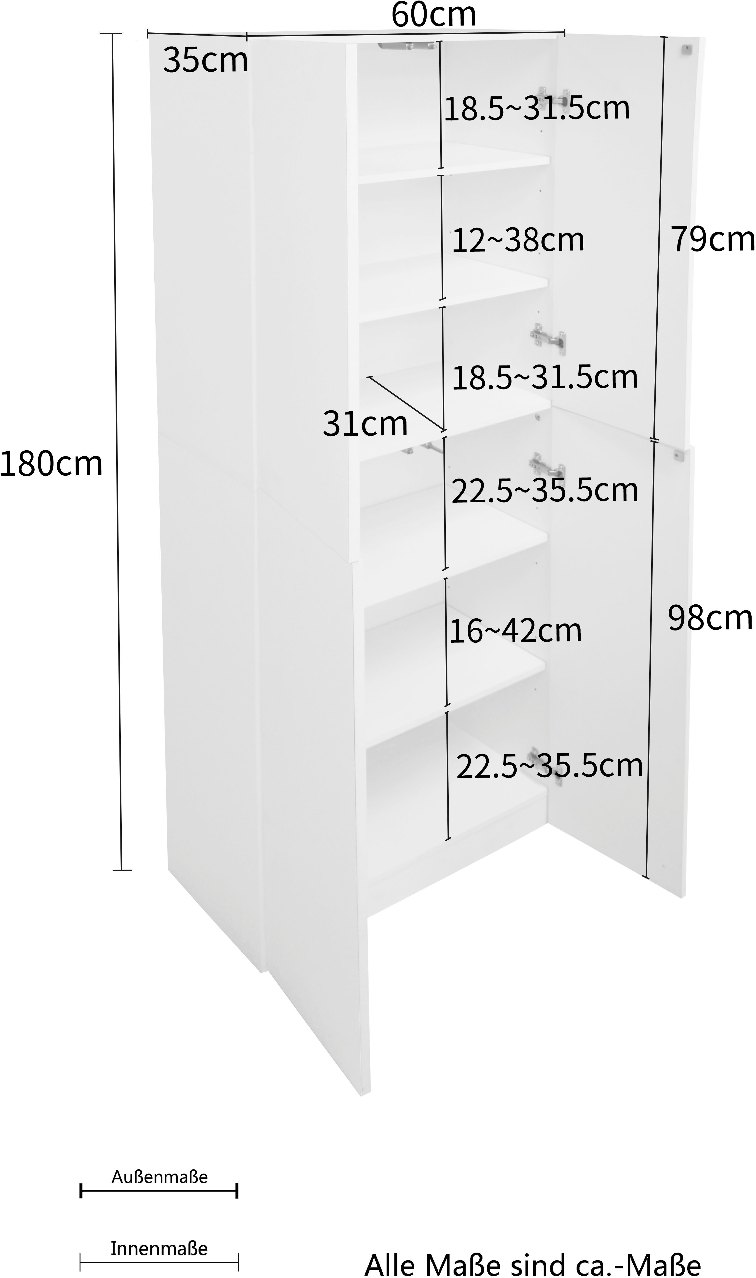 INOSIGN Archiefkast Jarvie Multifunctionele kast, push-to-open, 5 verstelbare legplanken, 60x180 cm