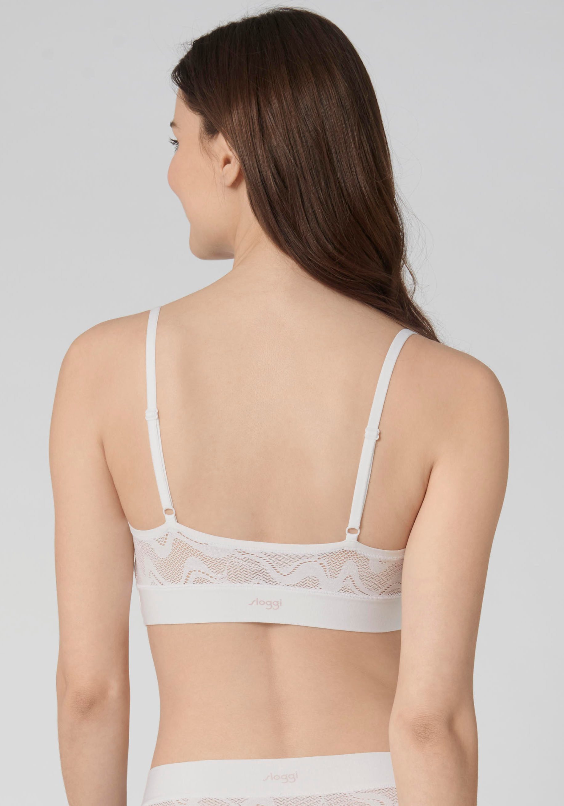 Sloggi Bh met steuncups GO Allround Lace P Top met V-hals, één maat XS-L, jacquard patroon van kant