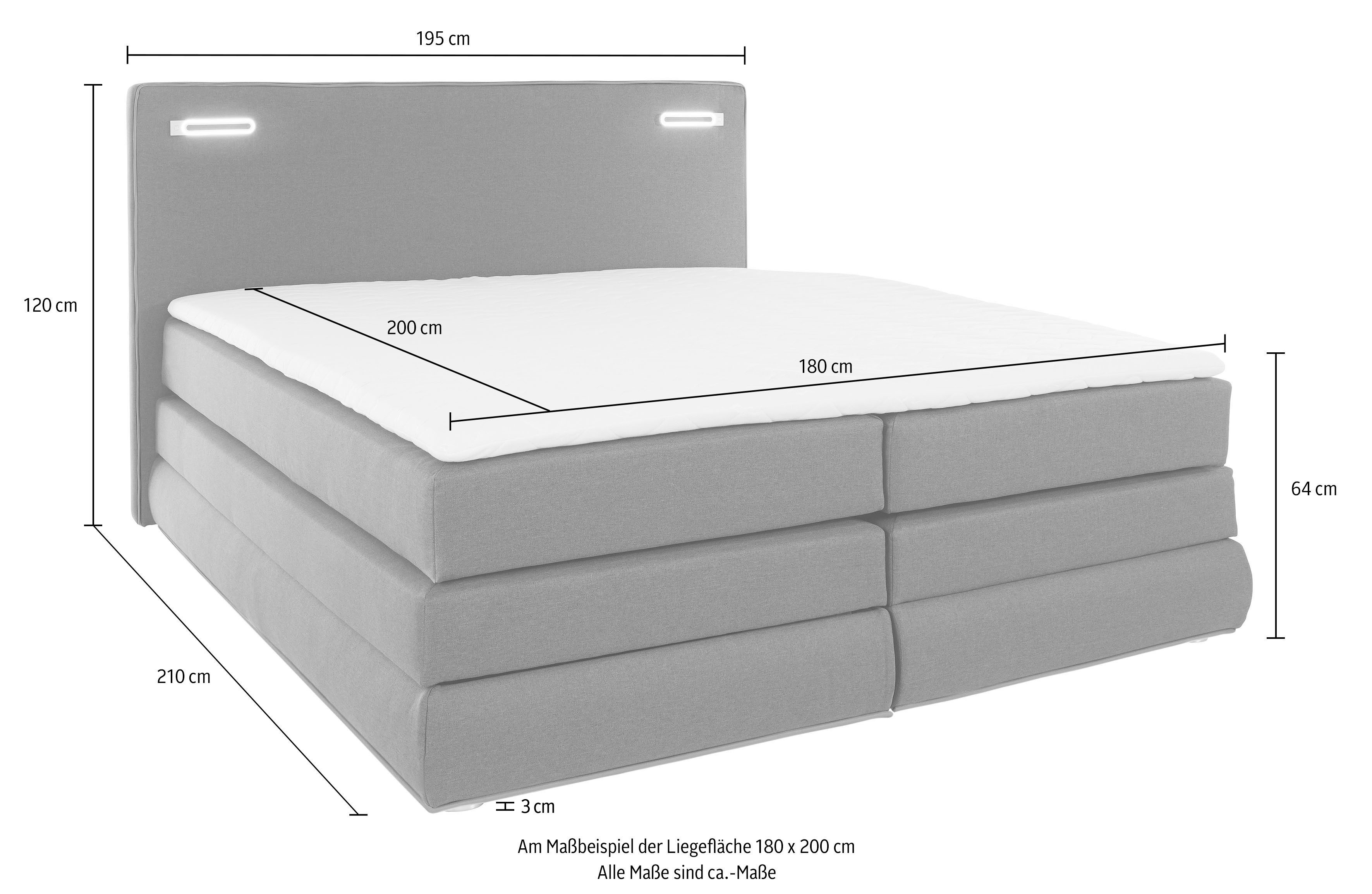 COLLECTION AB Boxspring Ninoni incl. bedlade, topper en optioneel met led-verlichting