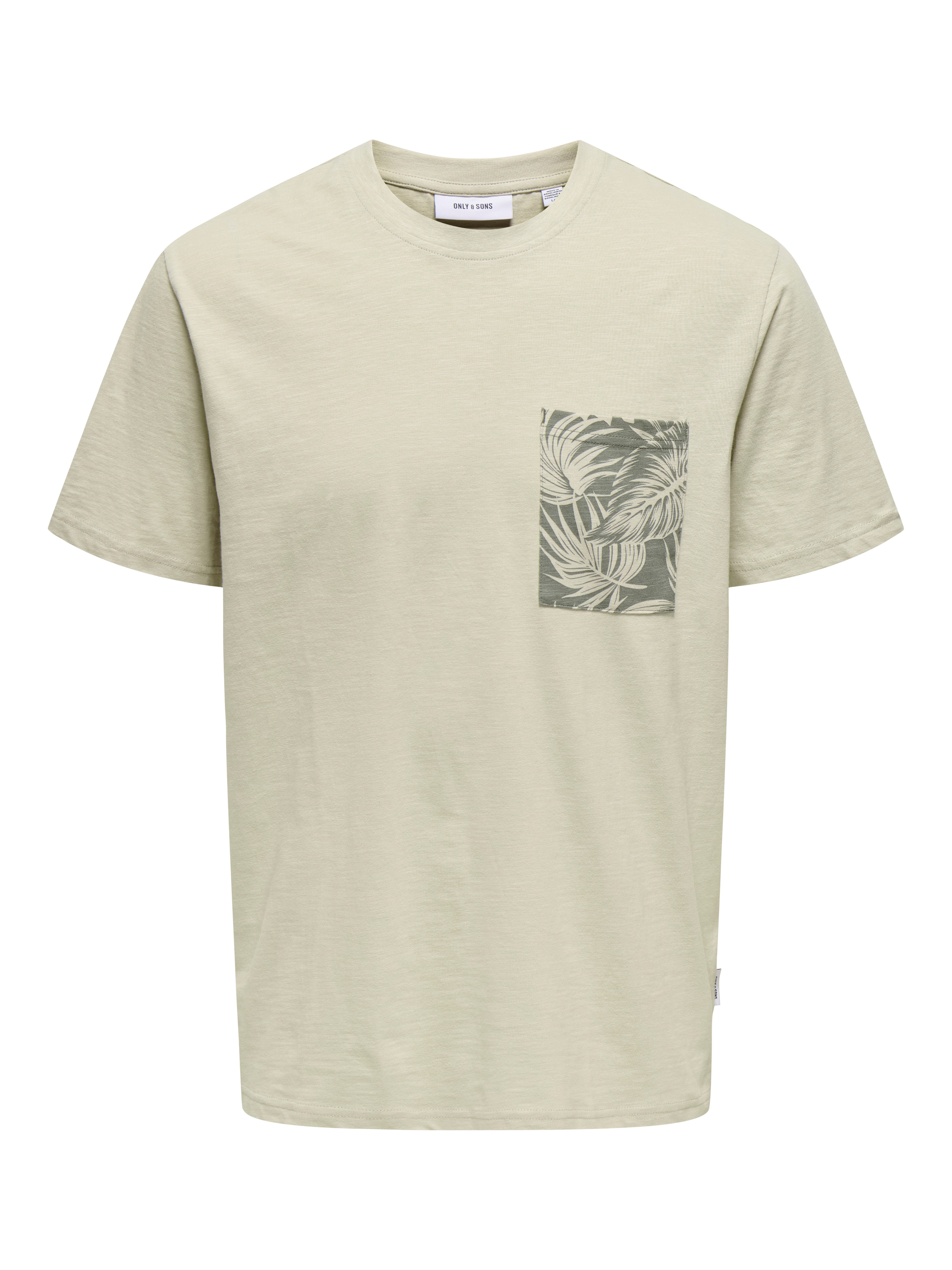 ONLY & SONS Shirt met ronde hals ONSPERRY LIFE REG LEAF POCKETTEE