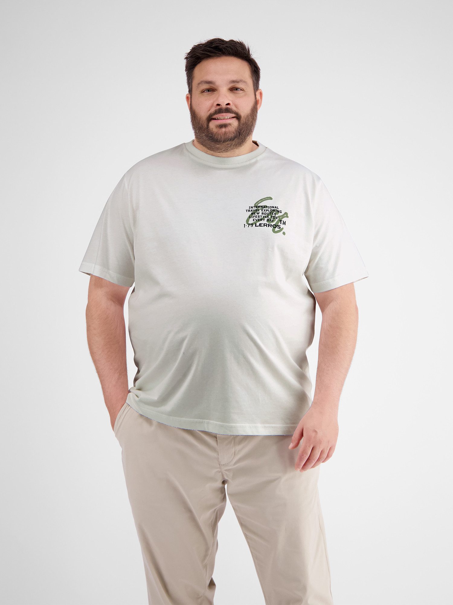 Lerros T-shirt LERROS T-shirt met borstprint in grote maten heren t-shirts maat 6XL wit
