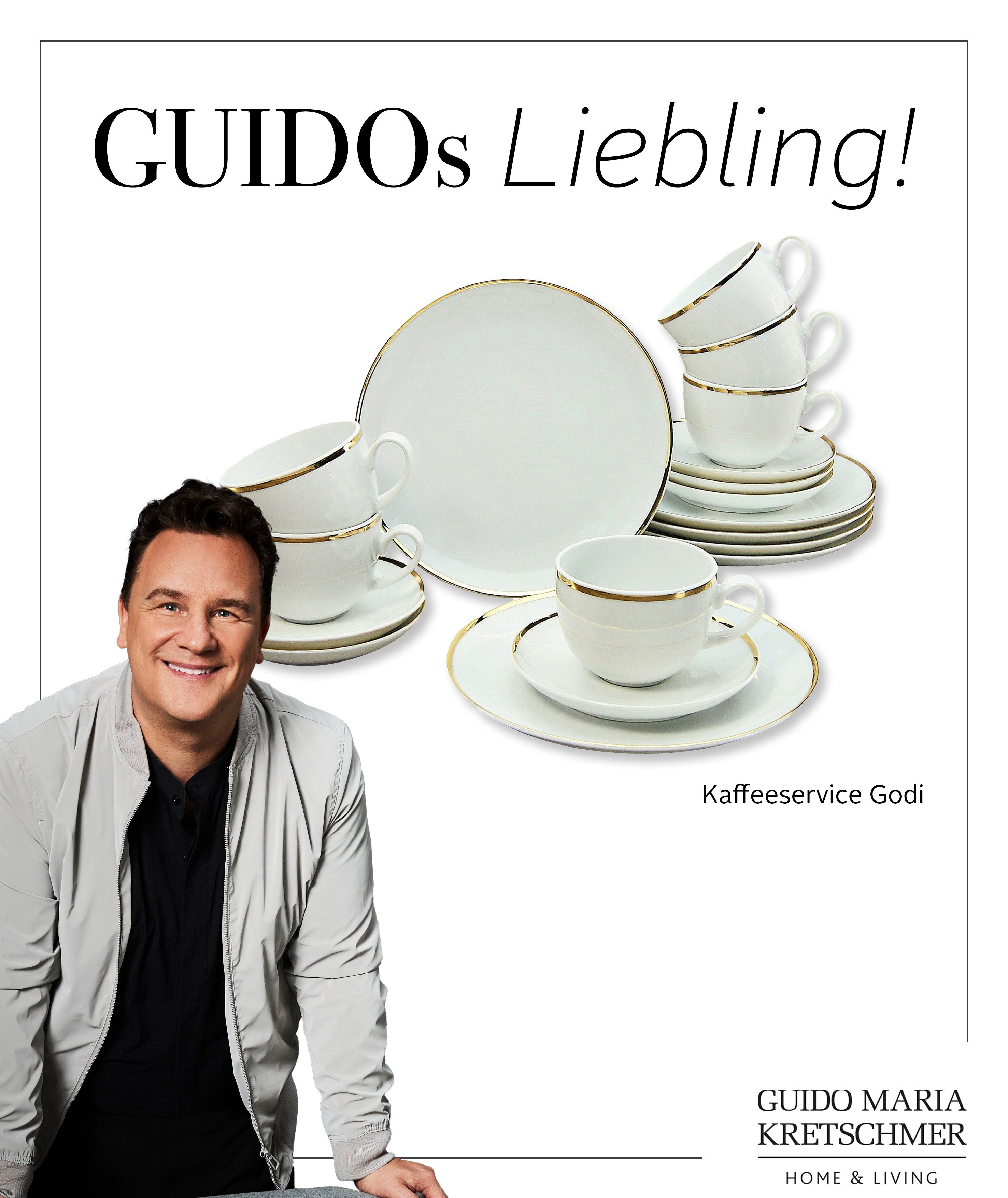 Guido Maria Kretschmer Home&Living Koffieservies GMK servies-set Godi Servies, met de hand beschilderde rand, 18 delen, voor 6 personen (set, 18-delig)