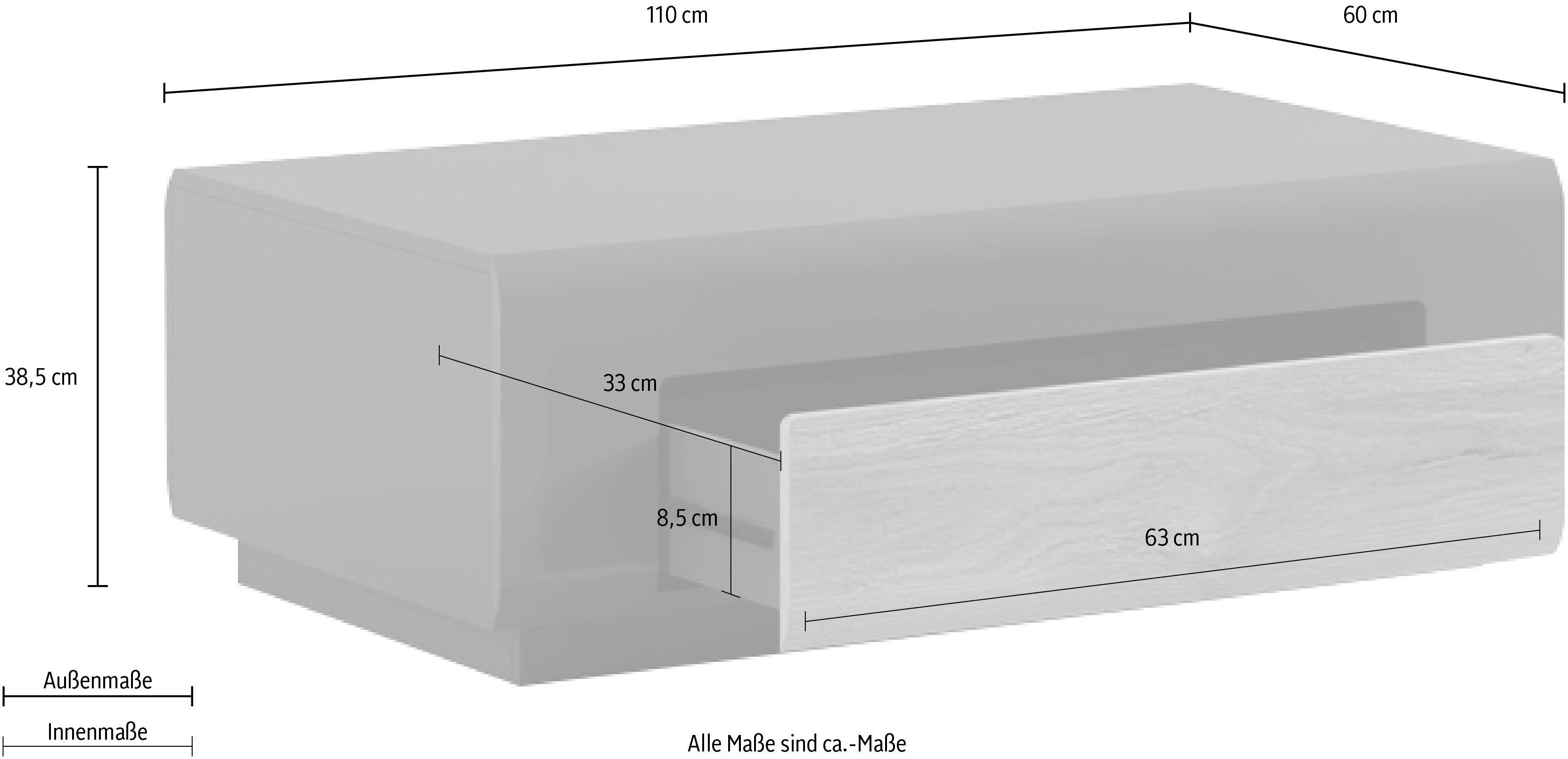 INOSIGN Salontafel Toledo, breedte 110 cm elegante salontafel met hoogglanselementen