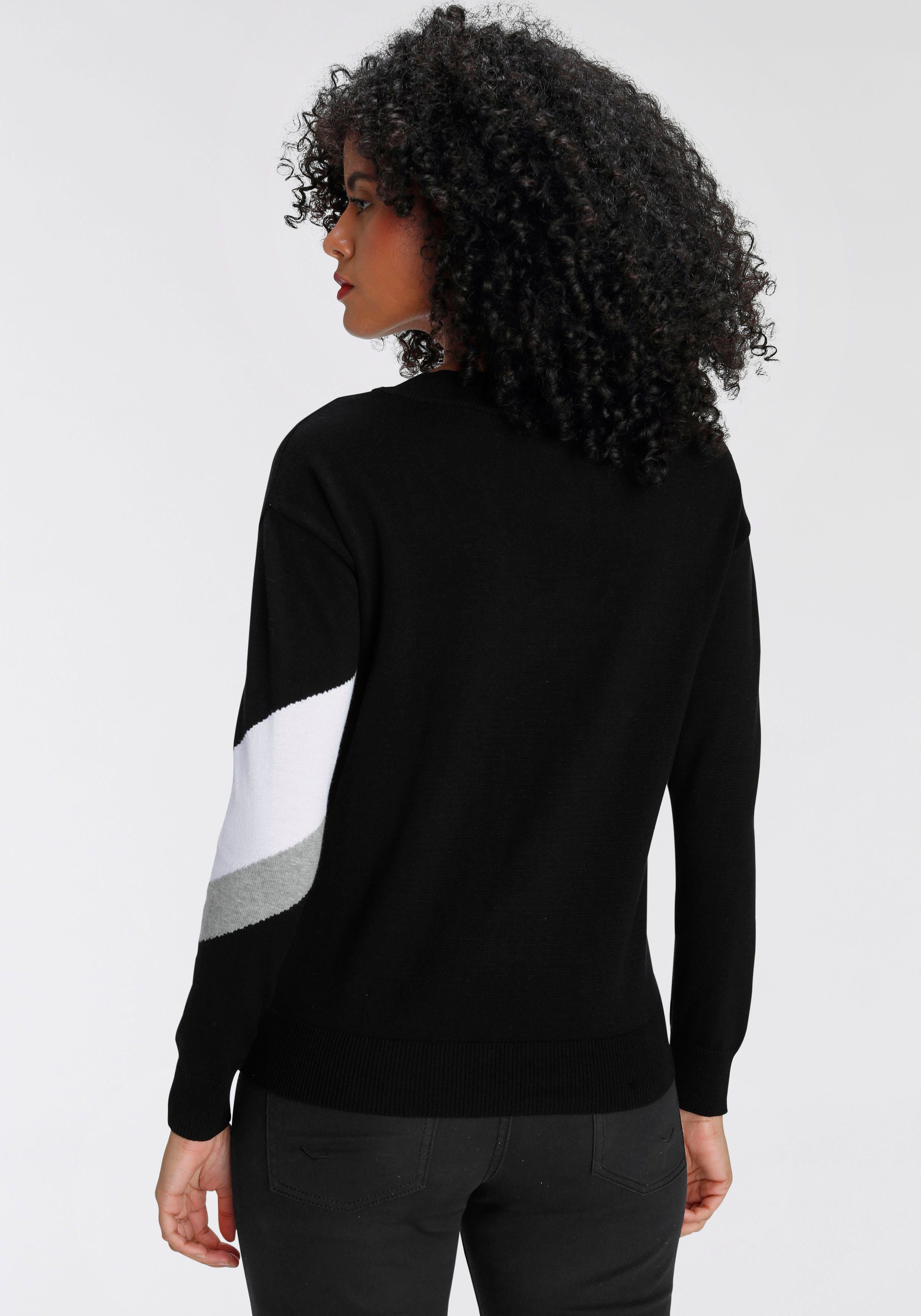 AJC Gestreepte trui met trendy diagonale colorblocking