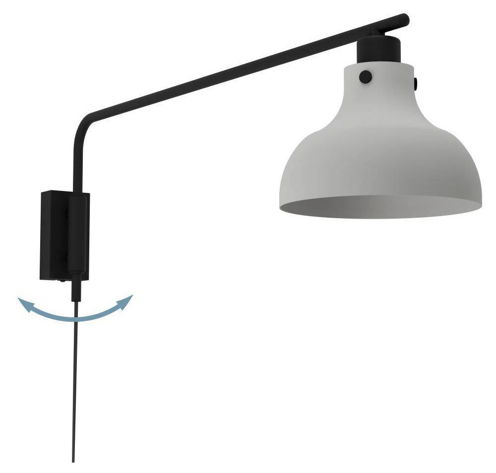 EGLO Wandlamp MATLOCK Wandlamp met draaibare arm van metaal in grijs en zwart, E27 fitting (1 stuk)