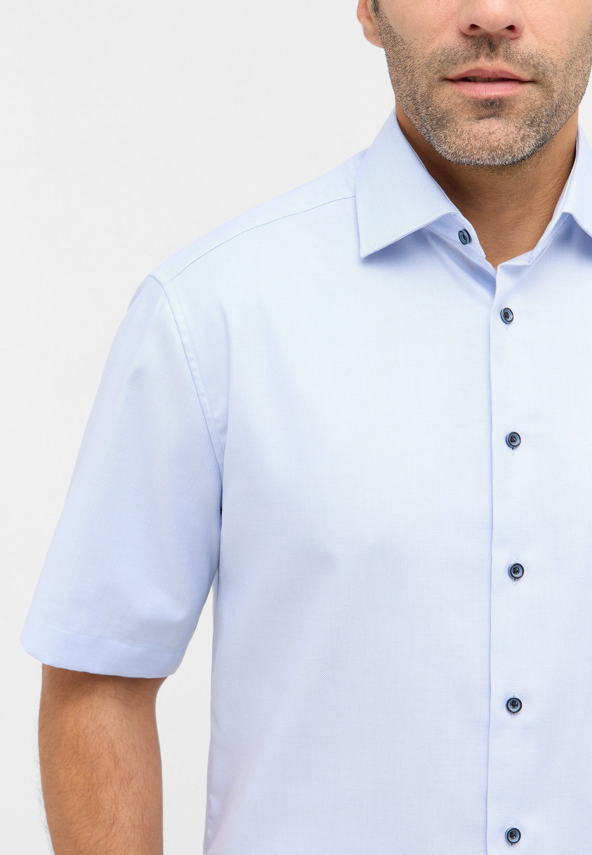 Eterna Overhemd met korte mouwen Comfort fit NON IRON (strijkvrij)