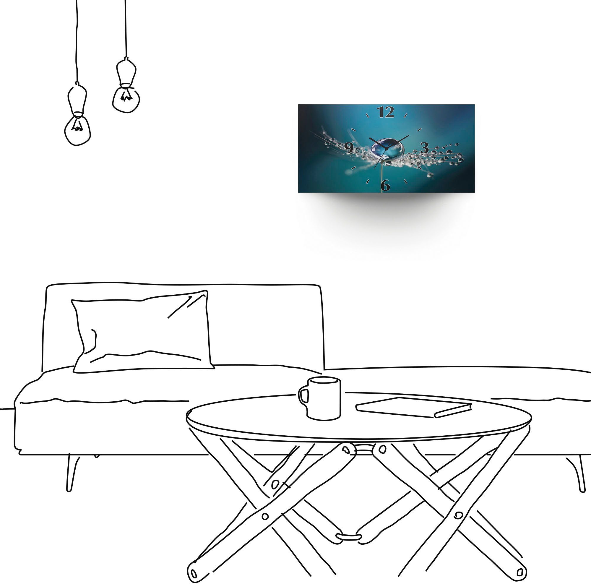 Artland Wandklok Pluizenbol dauwdruppel blauw 3d-look geschulpt, met kwarts- of radiografisch uurwerk, verschillende maten