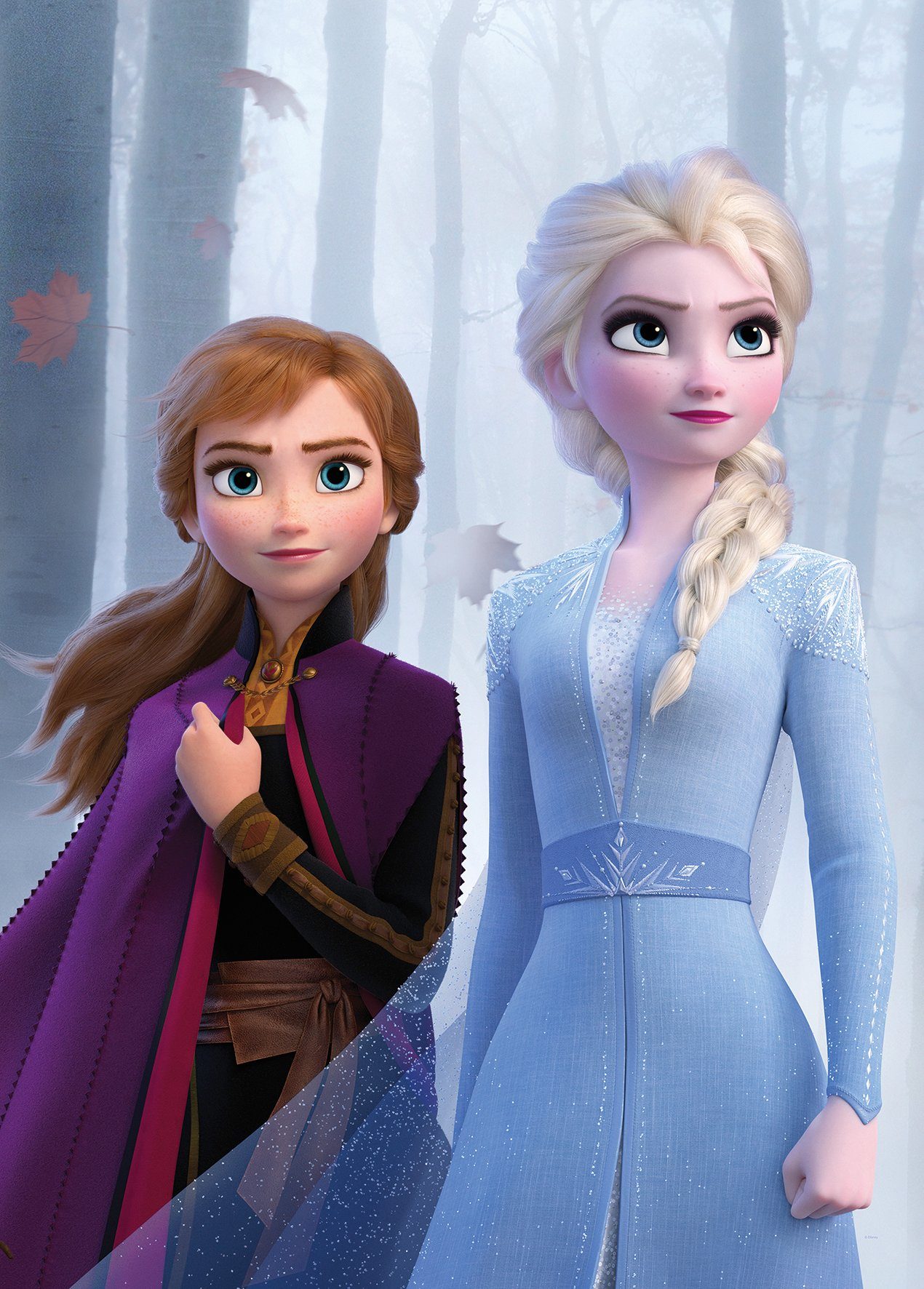 Komar wanddecoratie Frozen Sisters in the Wood, zonder lijst