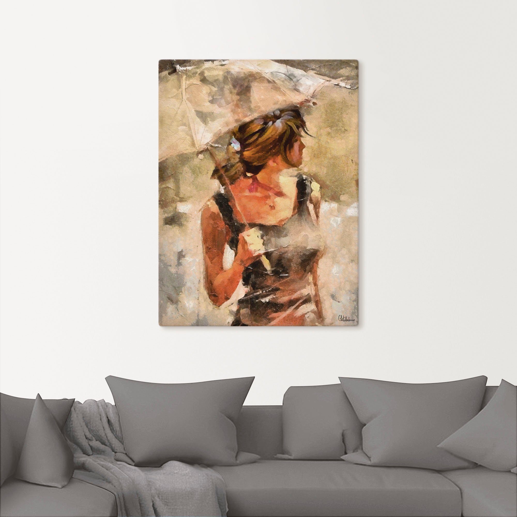 Artland Artprint Dame met paraplu als artprint op linnen, poster in verschillende formaten maten