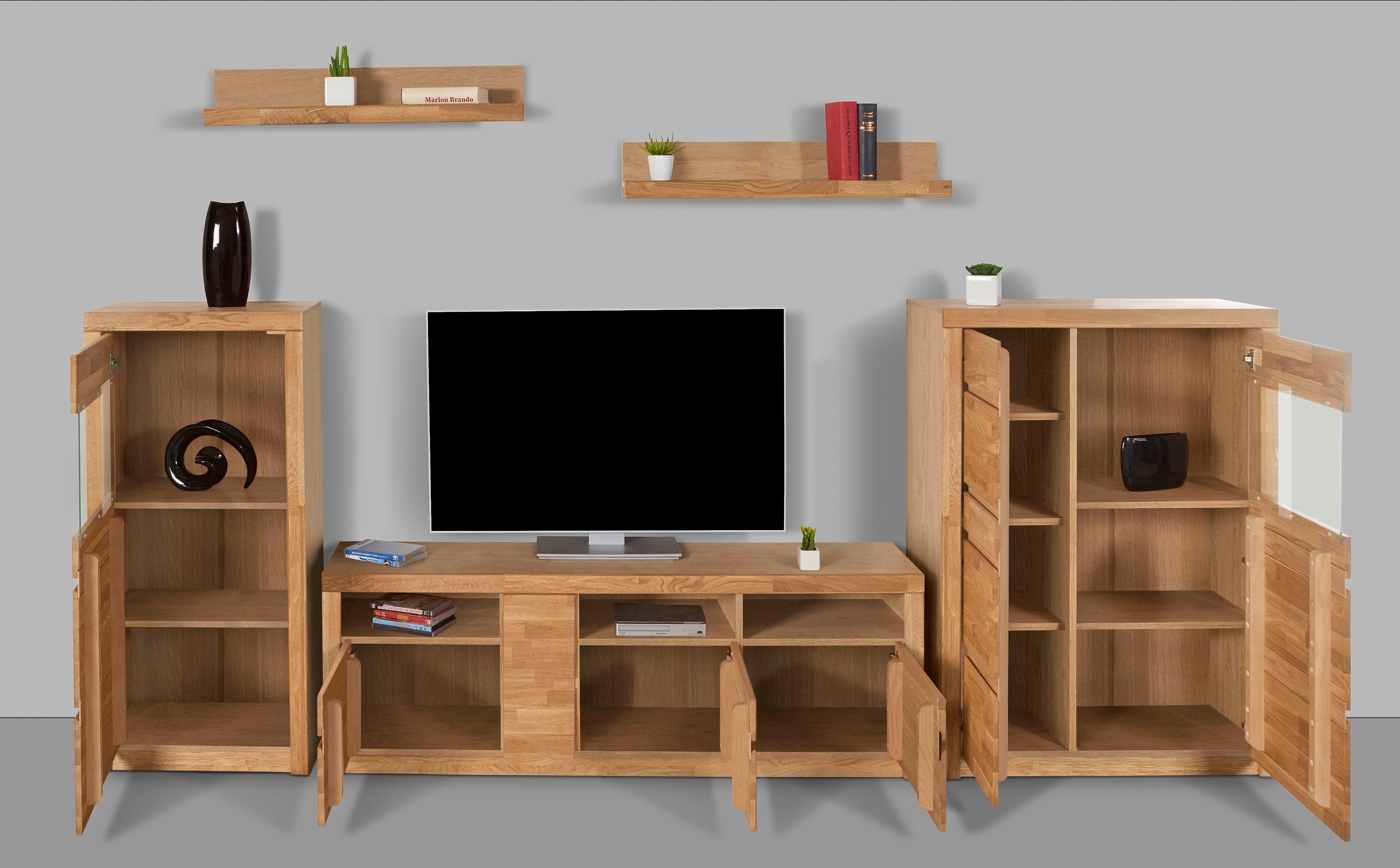 Home affaire Wandmeubel Silkeborg gedeeltelijk massief met mooie greeploze look (set, 5-delig)
