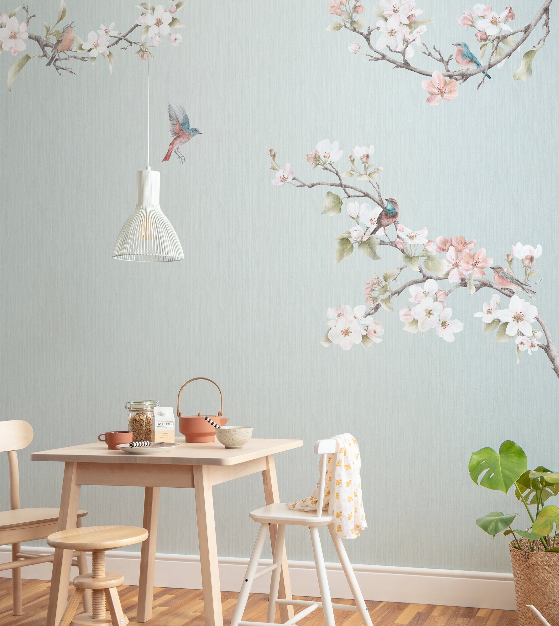 Komar Vliesbehang Digitale print vlies - Apple Bloom - Afmeting 250 x 250 cm (1 stuk) zelfklevend behang multicolor