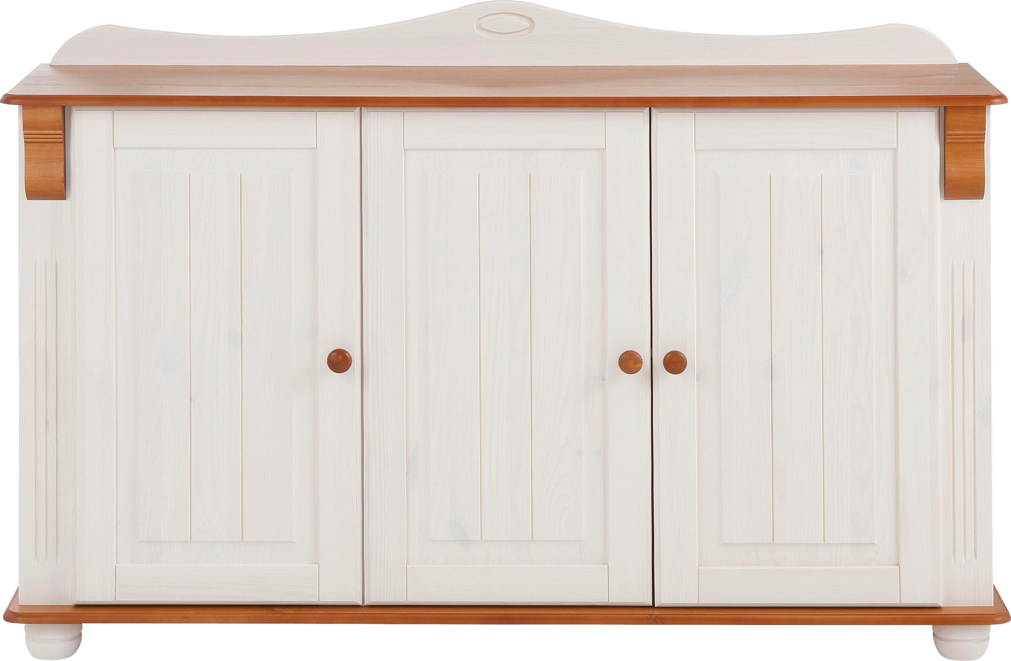 Home affaire Dressoir ADELE Commode, 3-deurs, breedte 130 cm, van massief dennenhout, FSC®